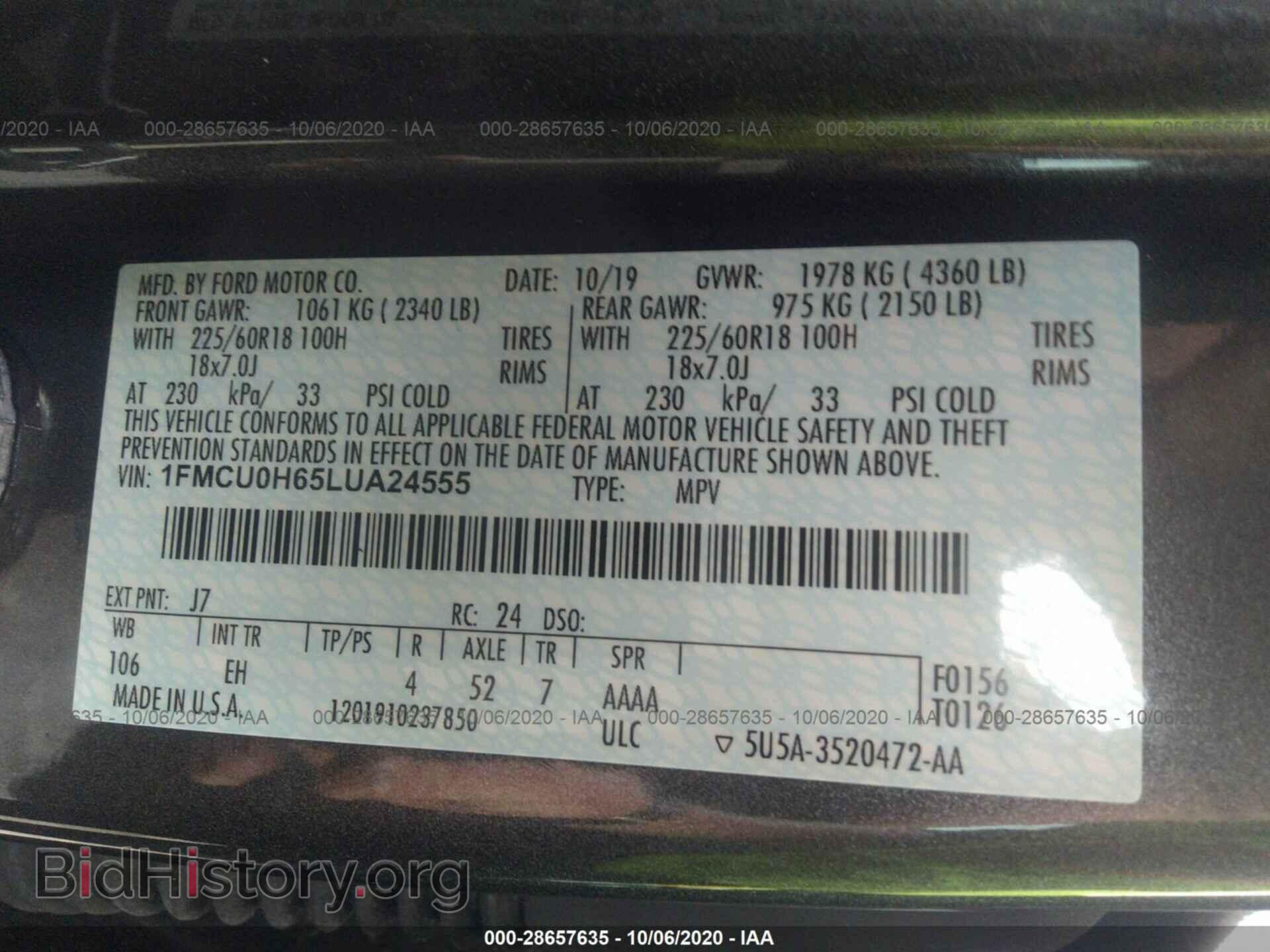 2020 FORD ESCAPE - VIN: 1FMCU0H65LUA24555 - Photo 9