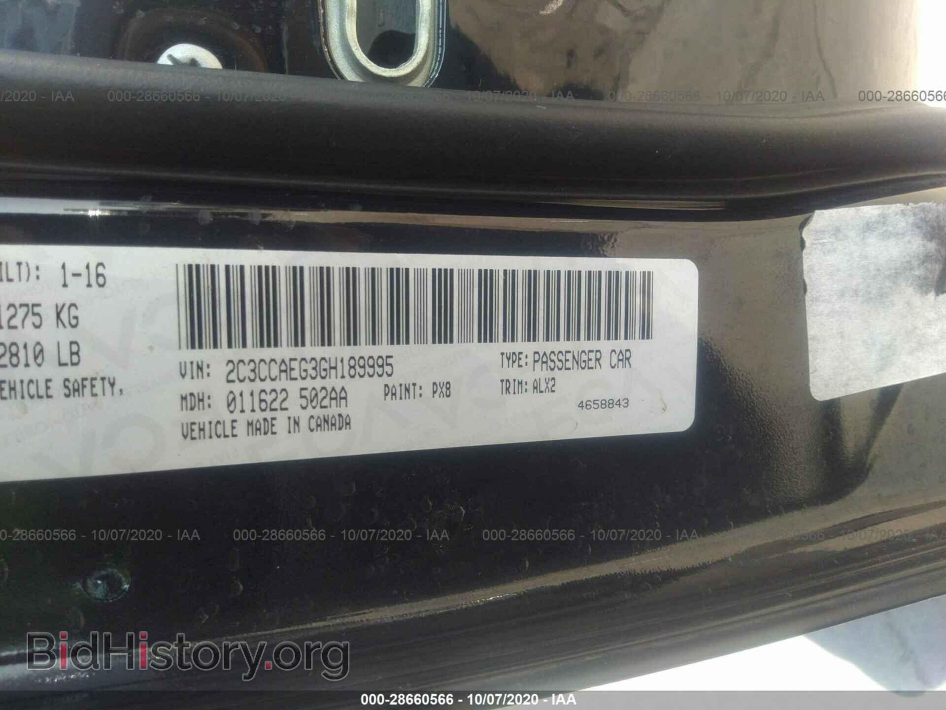 2016 CHRYSLER 300 - VIN: 2C3CCAEG3GH189995 - Фото 9