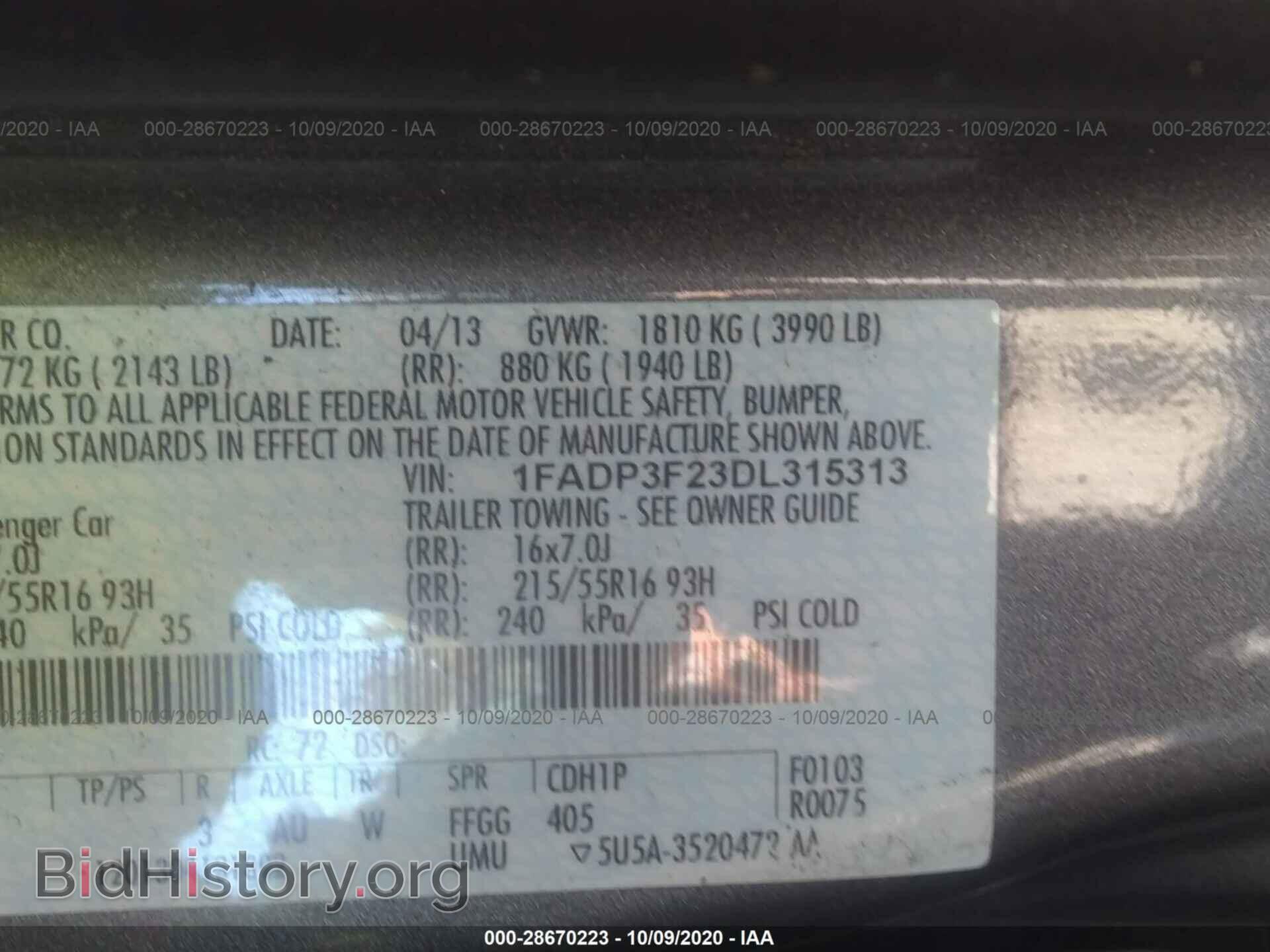 2013 FORD FOCUS - VIN: 1FADP3F23DL315313 - Фото 9