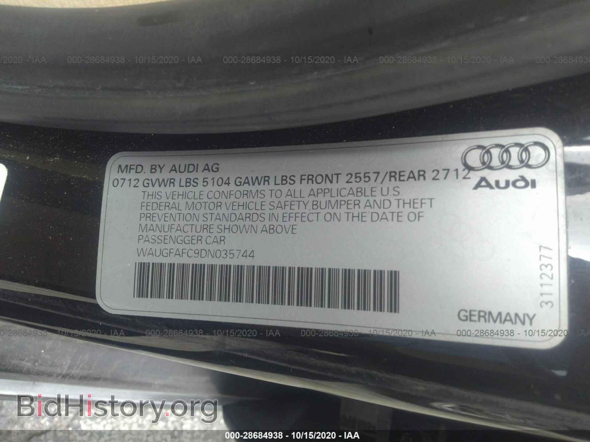 2013 AUDI A6 - VIN: WAUGFAFC9DN035744 - Фото 9