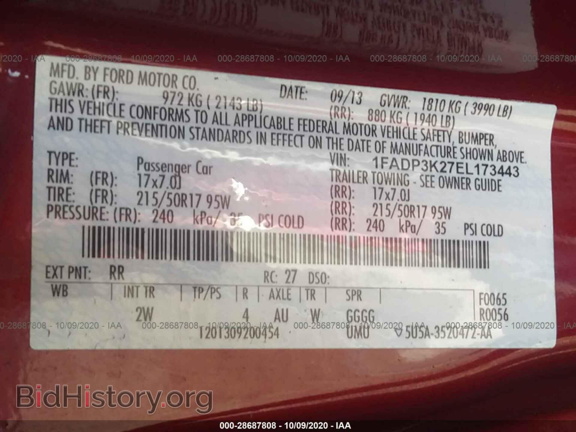 2014 FORD FOCUS - VIN: 1FADP3K27EL173443 - Фото 9