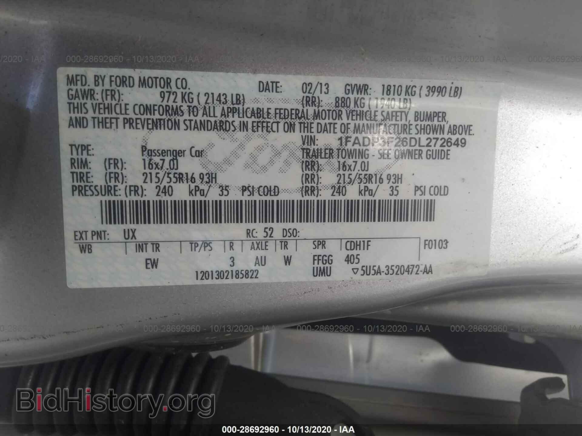 2013 FORD FOCUS - VIN: 1FADP3F26DL272649 - Фото 9