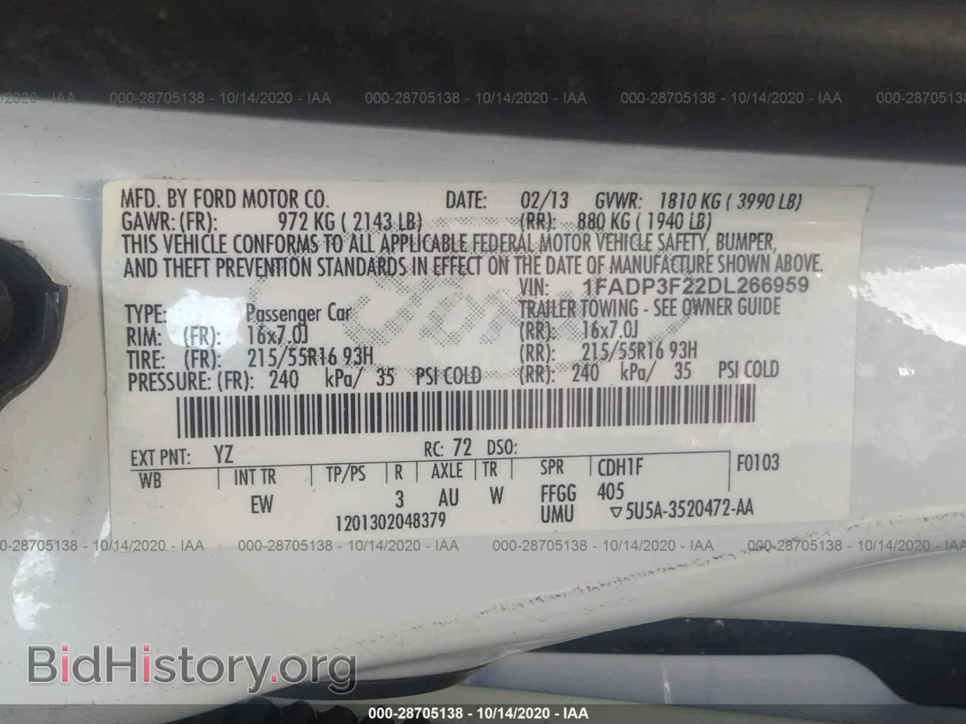 2013 FORD FOCUS - VIN: 1FADP3F22DL266959 - Фото 9
