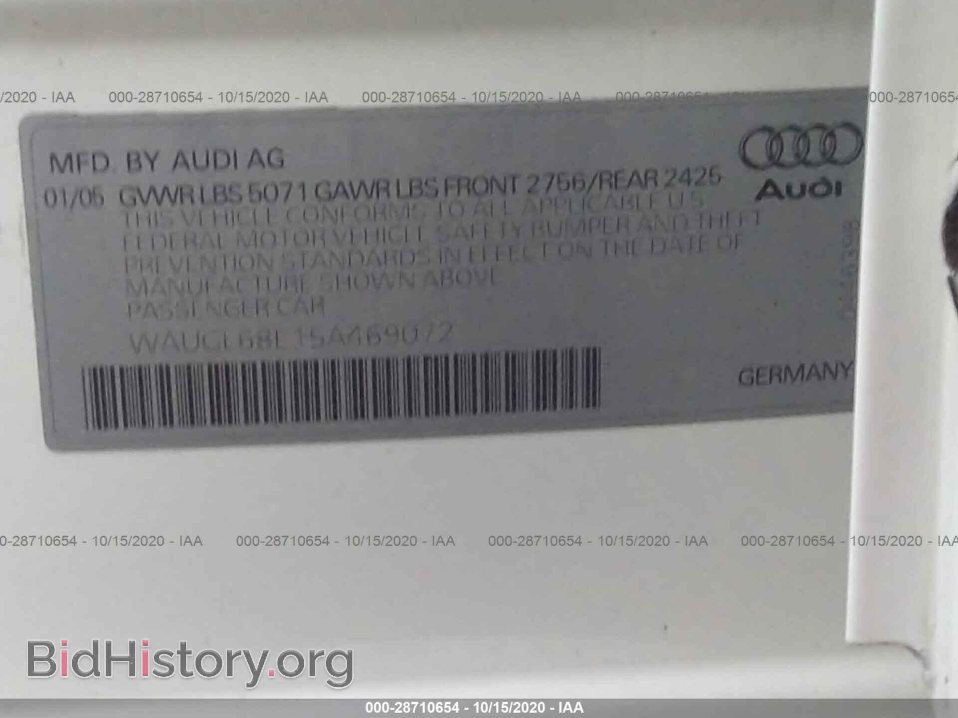 2005 AUDI S4 - VIN: WAUGL68E15A469072 - Фото 9