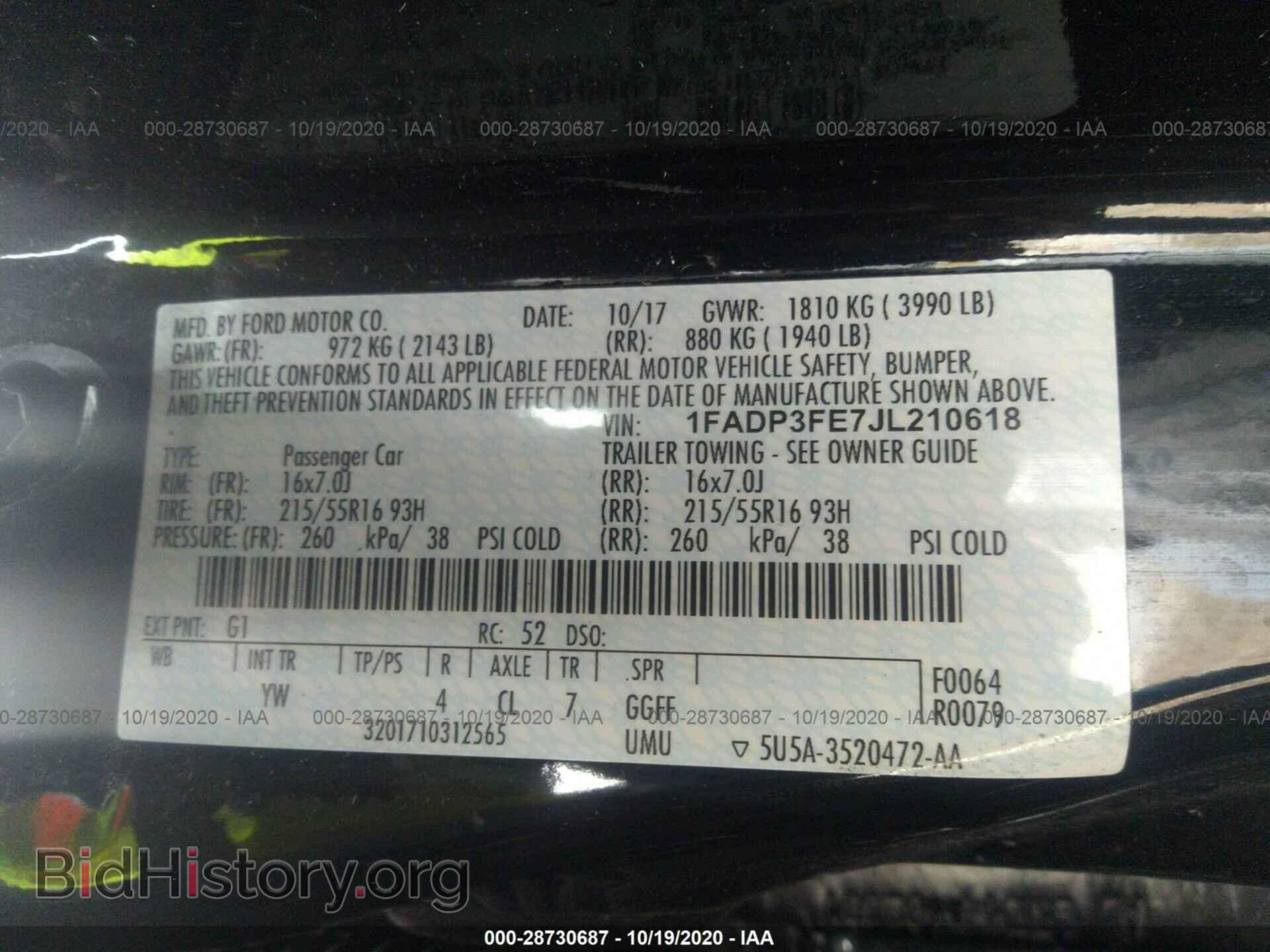2018 FORD FOCUS - VIN: 1FADP3FE7JL210618 - Фото 9