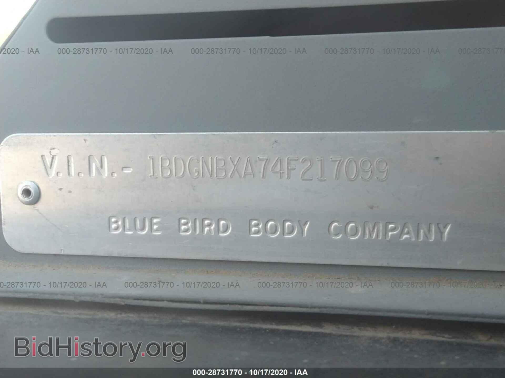 2004 BLUE BIRD BUS - VIN: 1BDGNBXA74F217099 - Фото 9