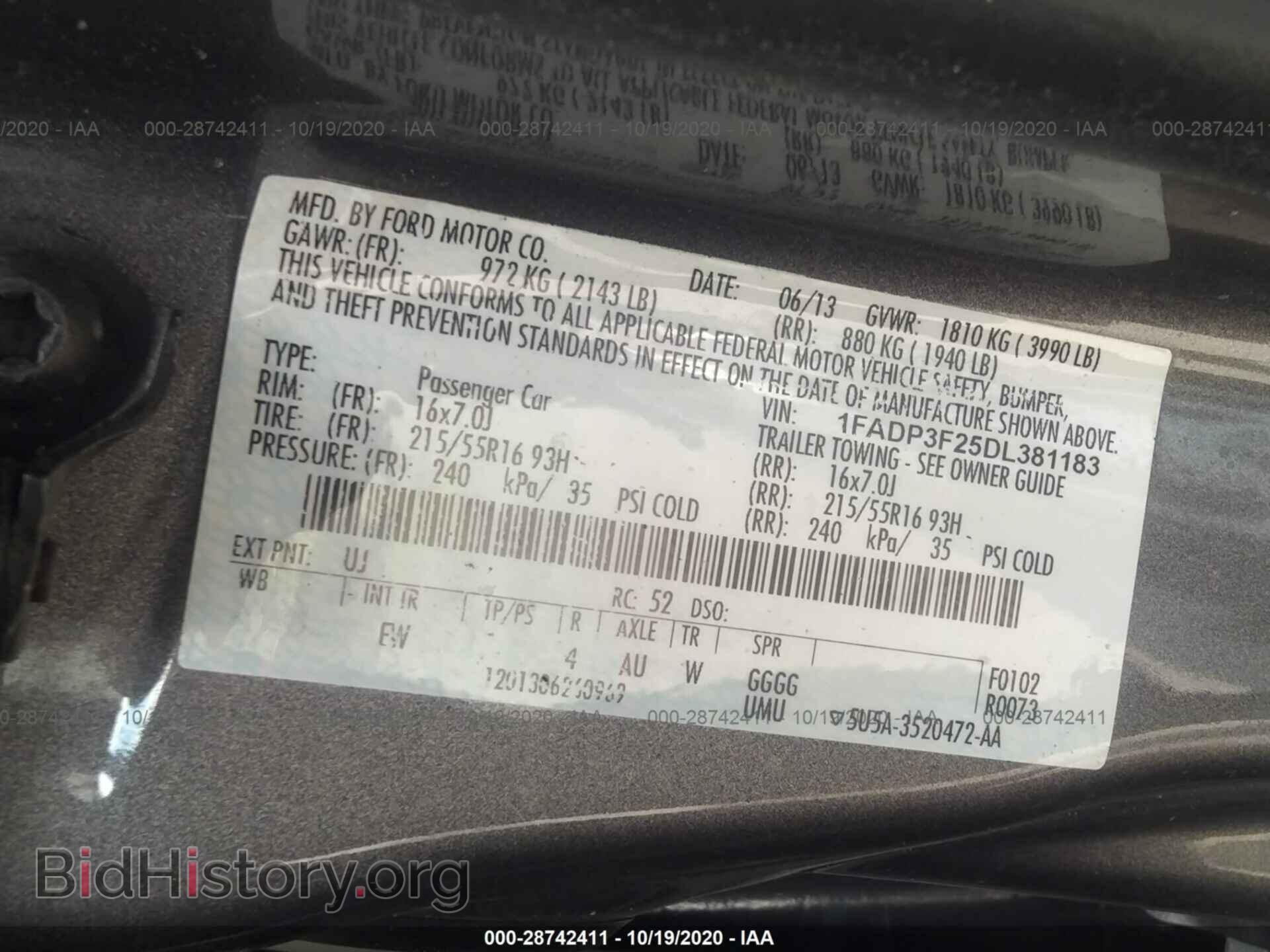 2013 FORD FOCUS - VIN: 1FADP3F25DL381183 - Фото 9