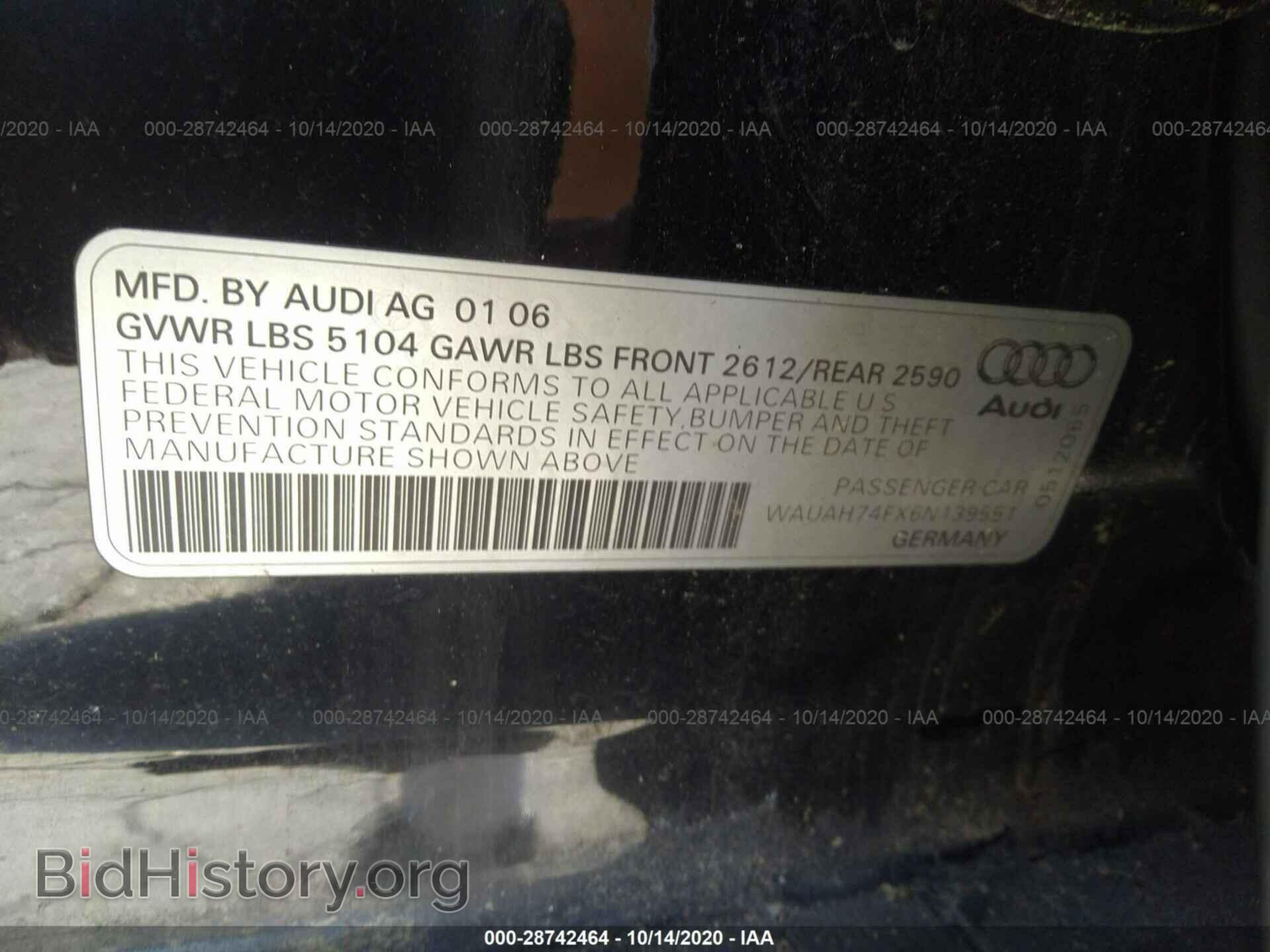 2006 AUDI A6 - VIN: WAUAH74FX6N139551 - Фото 9
