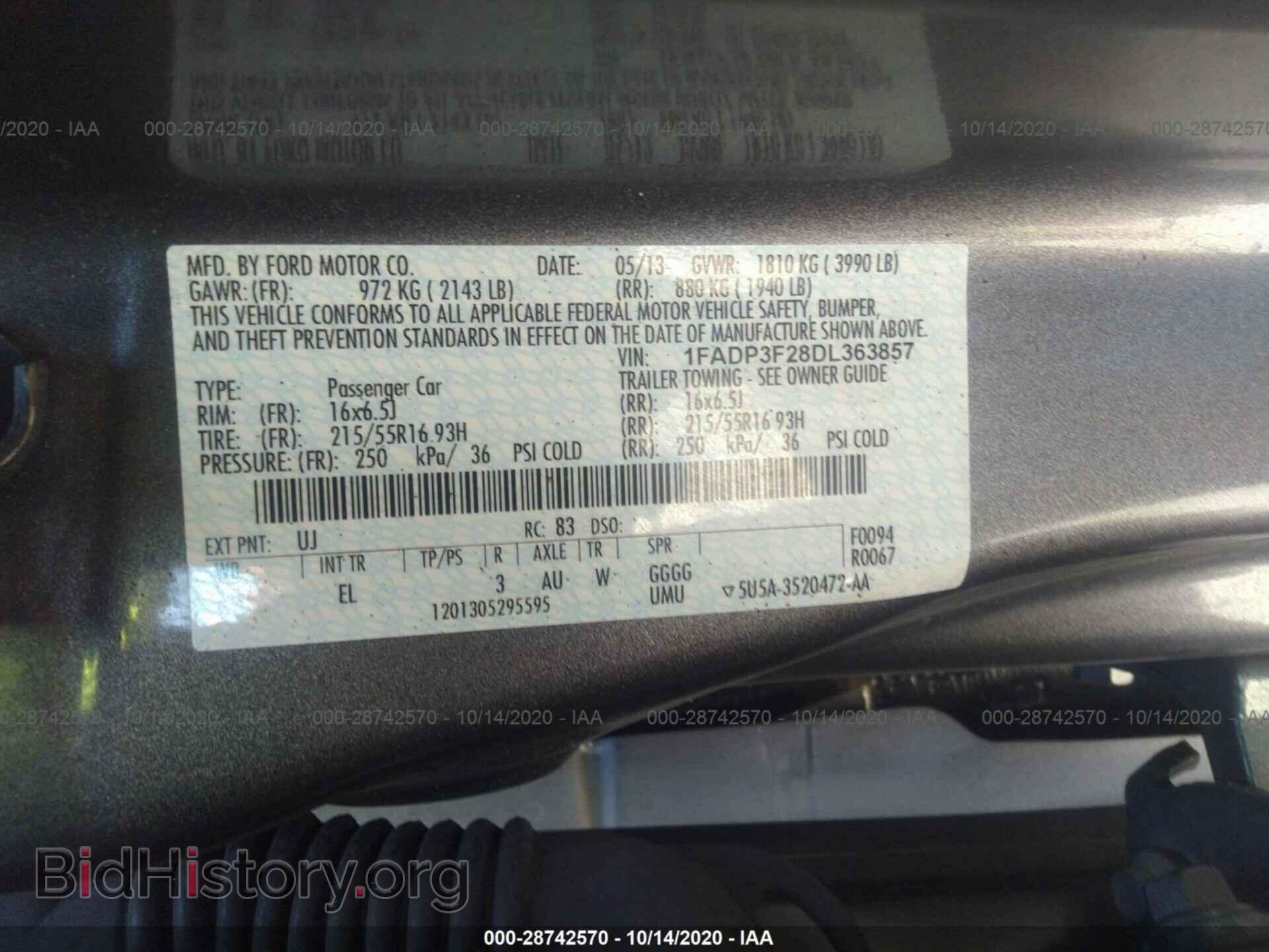 2013 FORD FOCUS - VIN: 1FADP3F28DL363857 - Фото 9