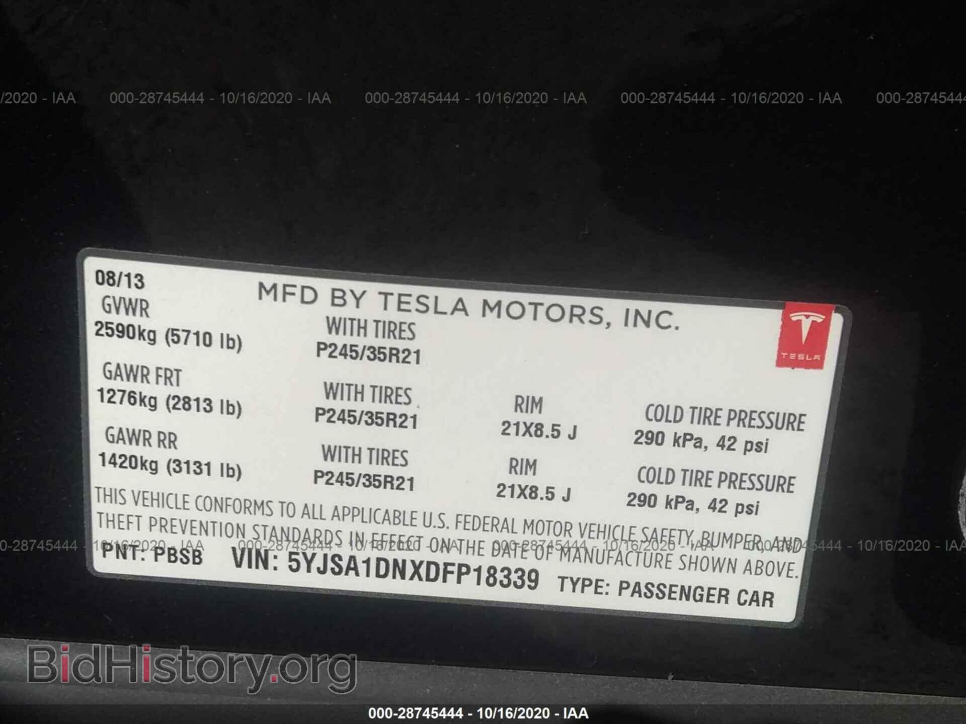 2013 TESLA MODEL S - VIN: 5YJSA1DNXDFP18339 - Photo 9