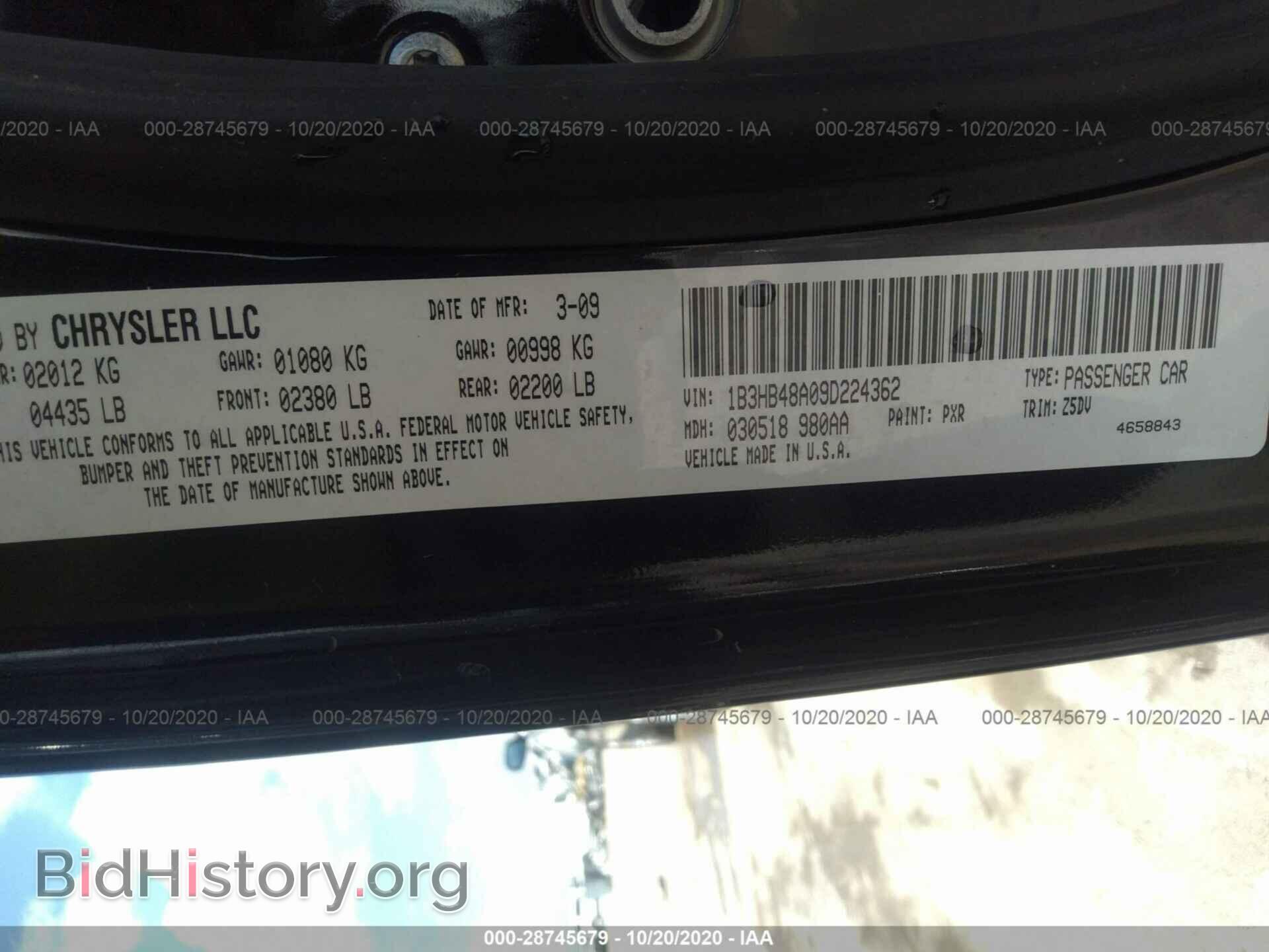2009 DODGE CALIBER - VIN: 1B3HB48A09D224362 - Photo 9