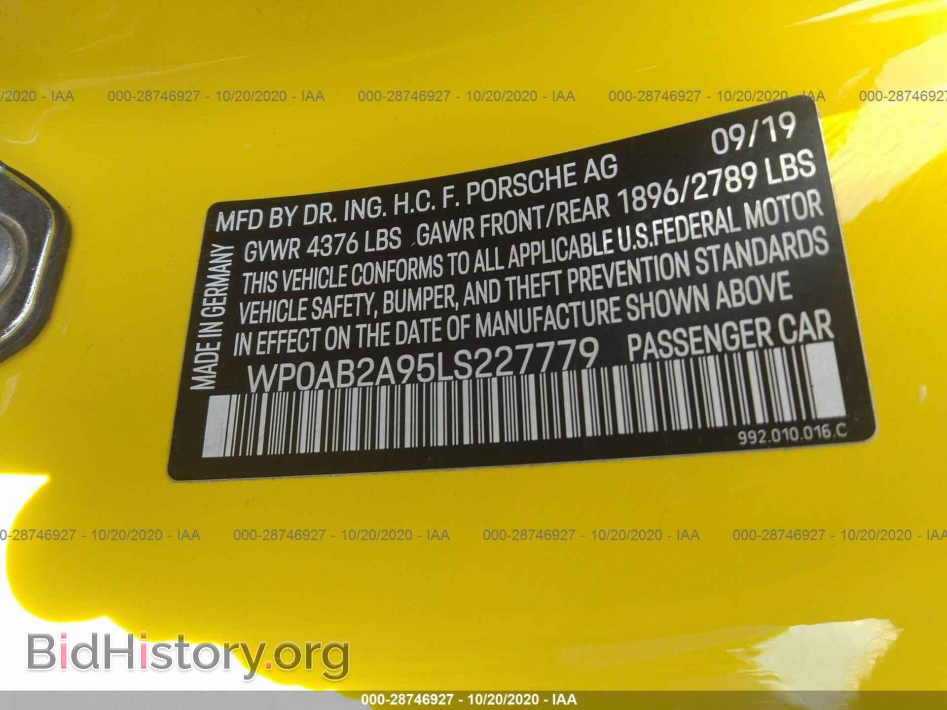 2020 PORSCHE 911 - VIN: WP0AB2A95LS227779 - Фото 9