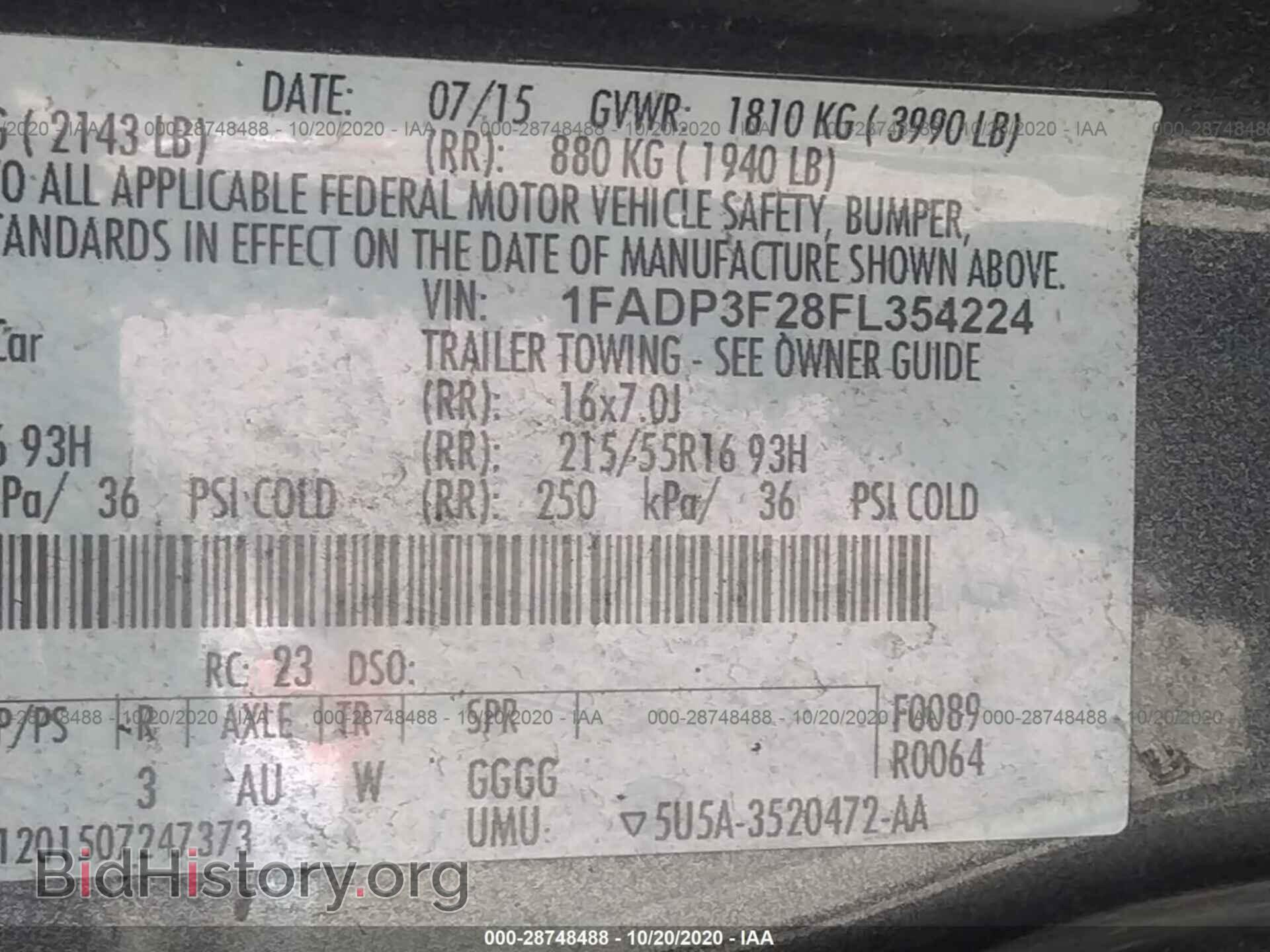 2015 FORD FOCUS - VIN: 1FADP3F28FL354224 - Фото 9