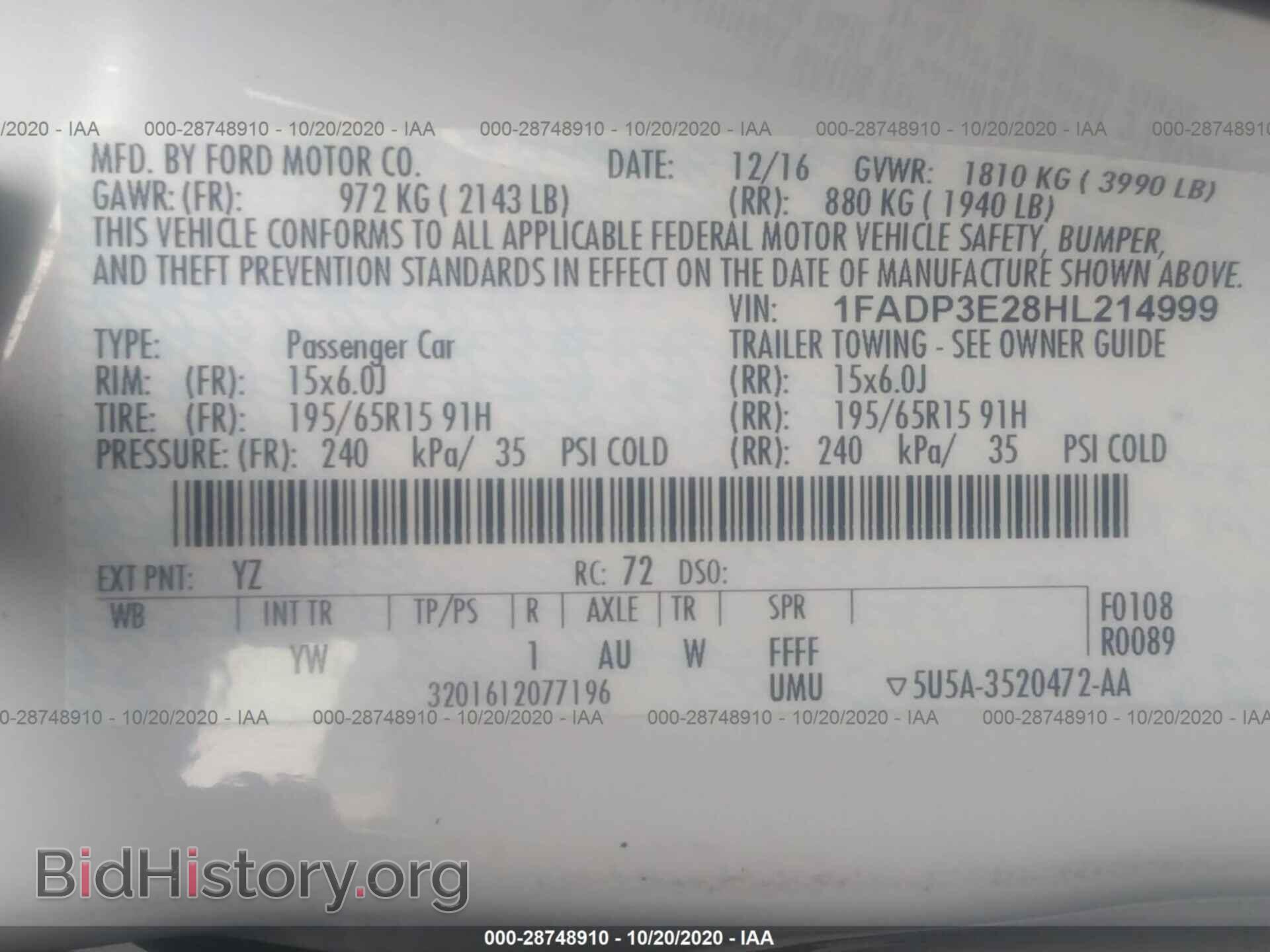2017 FORD FOCUS - VIN: 1FADP3E28HL214999 - Фото 9