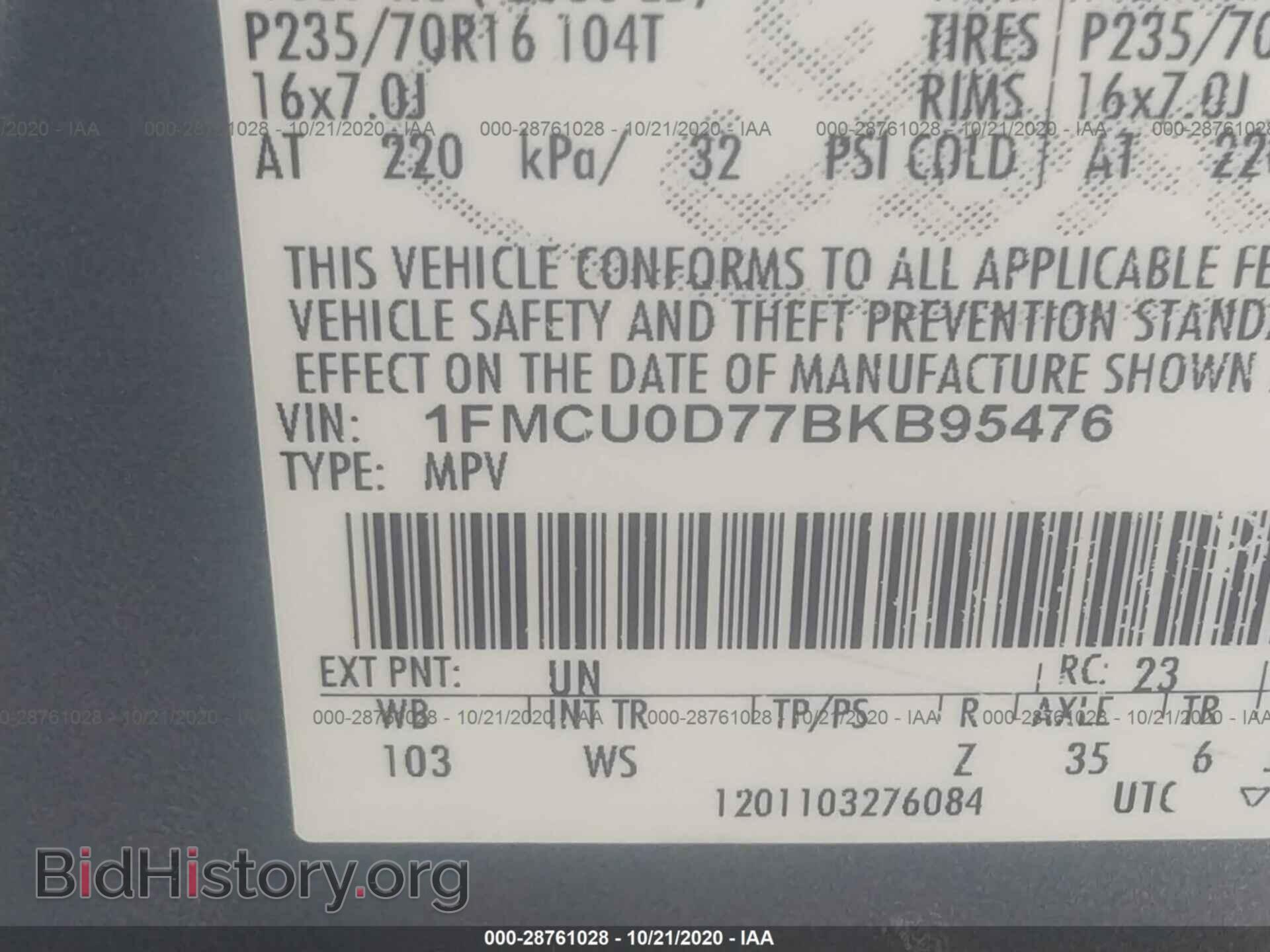 2011 FORD ESCAPE - VIN: 1FMCU0D77BKB95476 - Photo 9