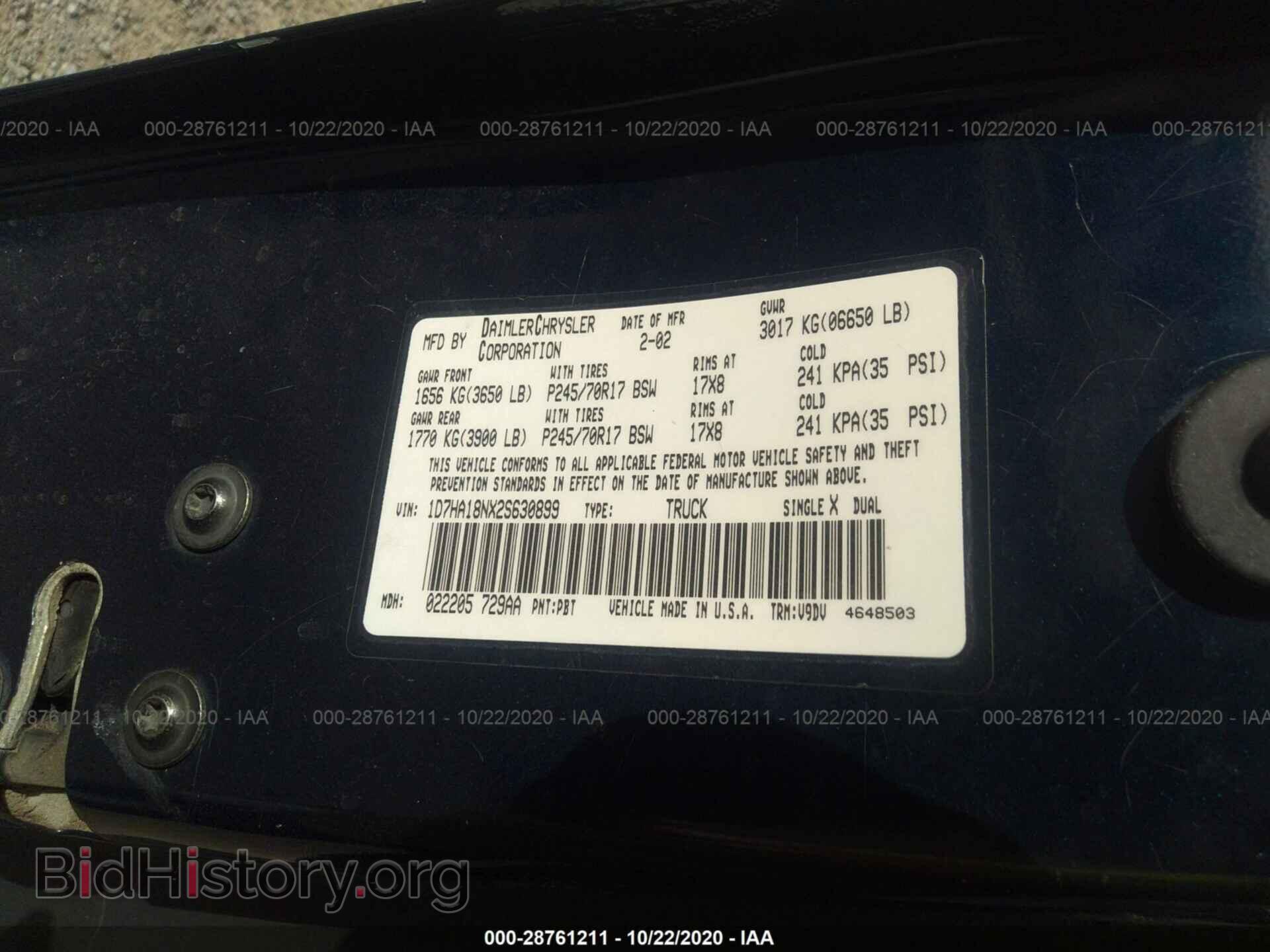 2002 DODGE RAM 1500 - VIN: 1D7HA18NX2S630899 - Photo 9