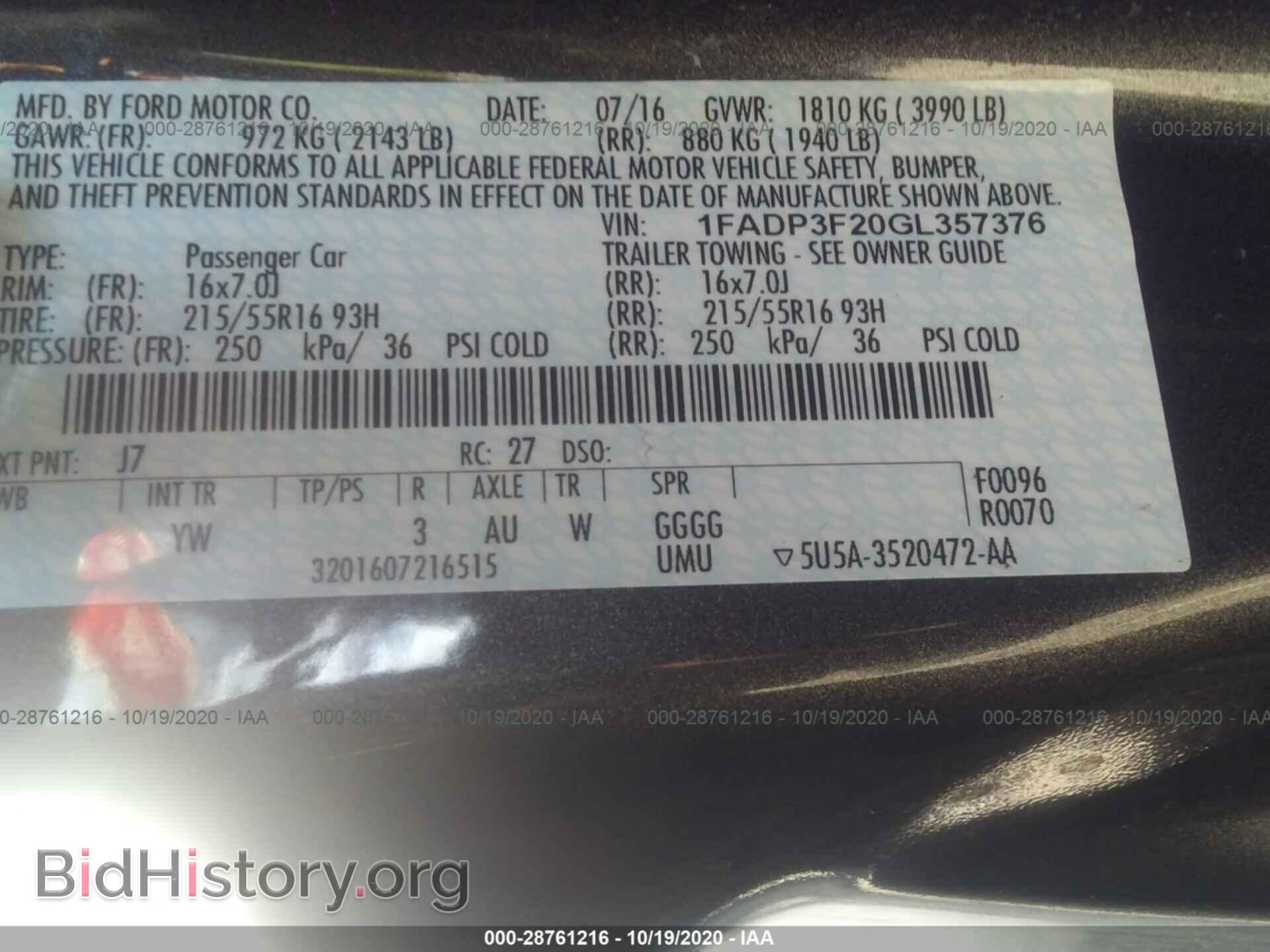 2016 FORD FOCUS - VIN: 1FADP3F20GL357376 - Фото 9