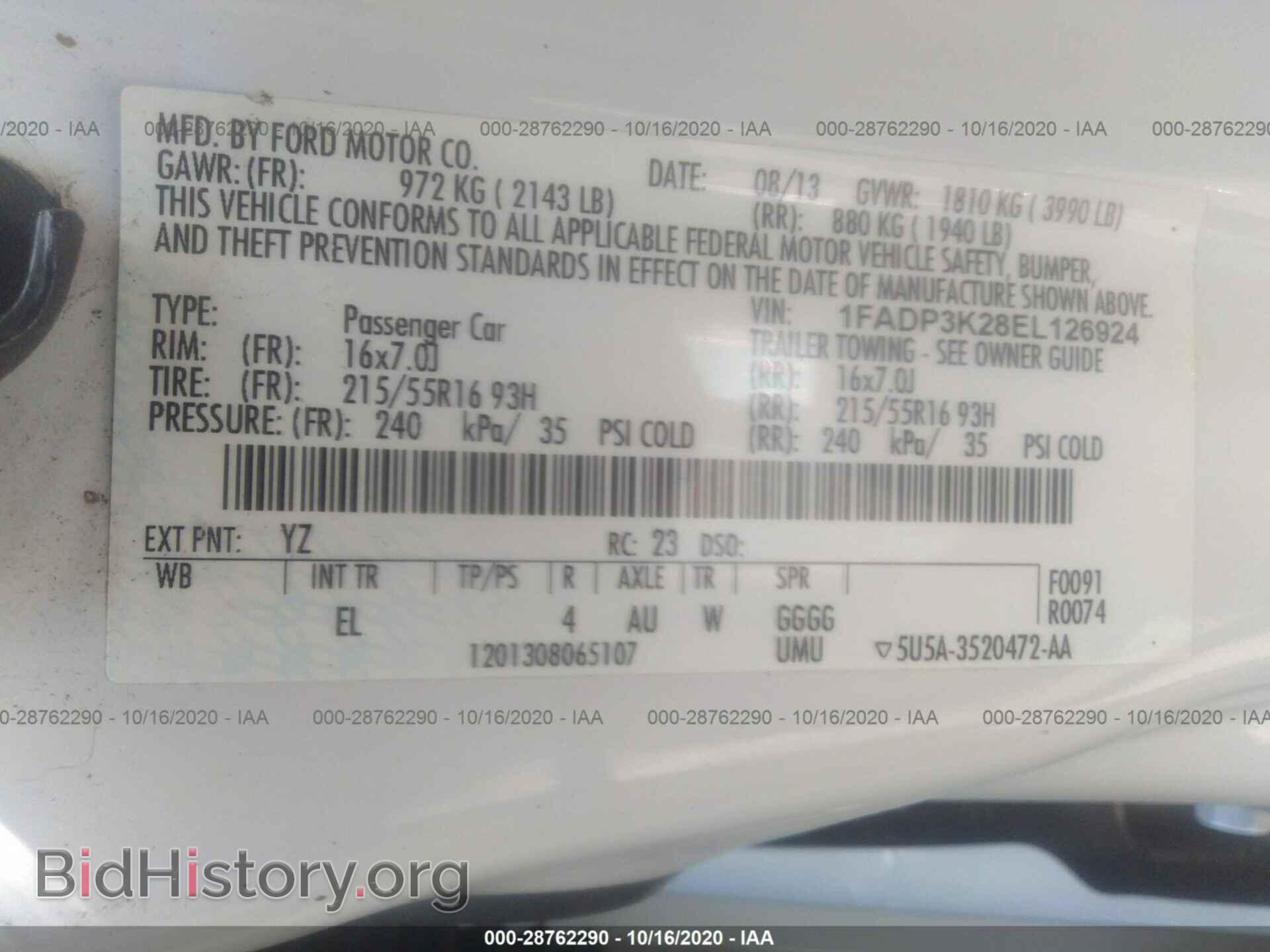 2014 FORD FOCUS - VIN: 1FADP3K28EL126924 - Фото 9