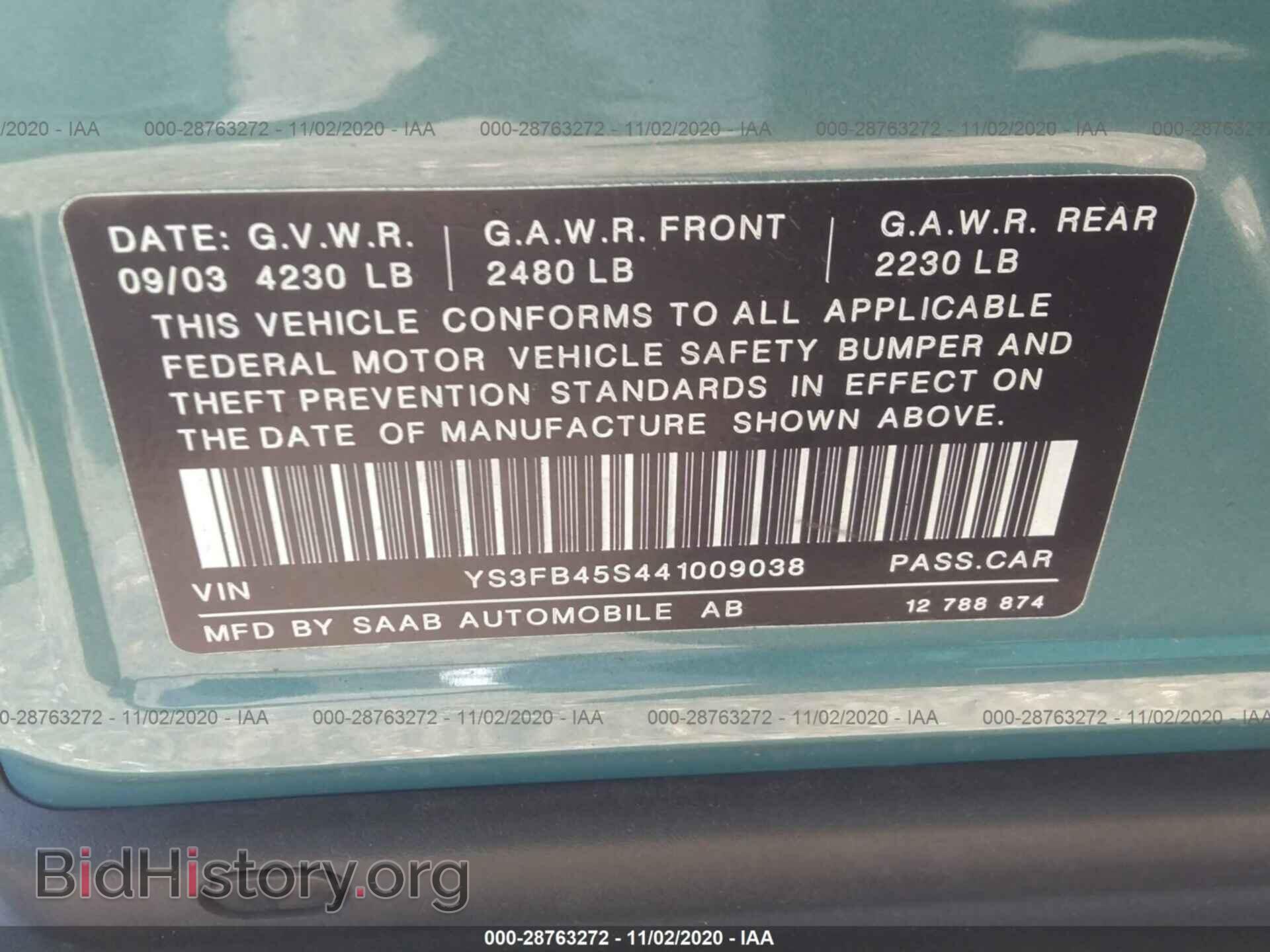 2004 SAAB 9-3 - VIN: YS3FB45S441009038 - Photo 9