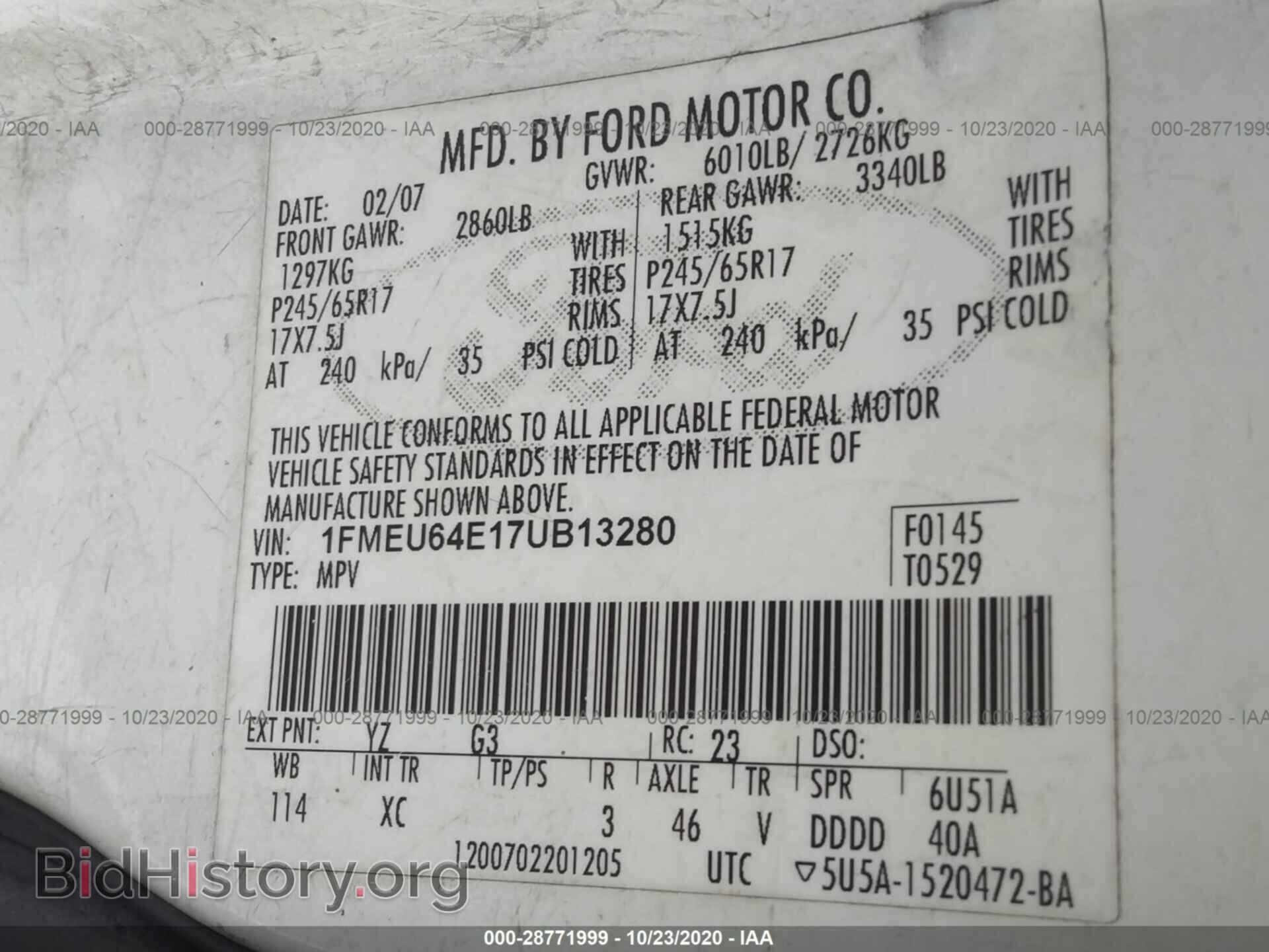 2007 FORD EXPLORER - VIN: 1FMEU64E17UB13280 - Фото 9