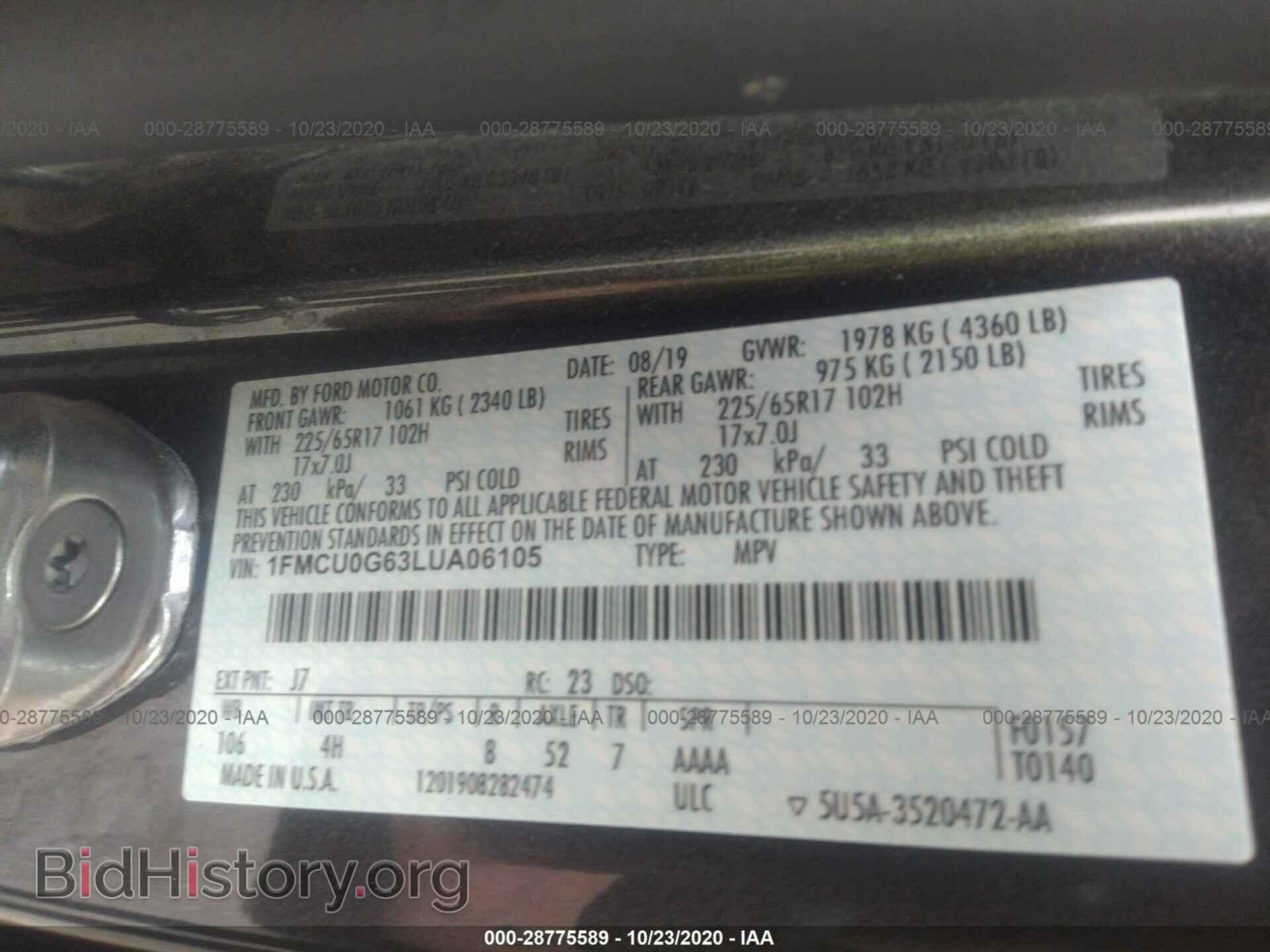 2020 FORD ESCAPE - VIN: 1FMCU0G63LUA06105 - Photo 9