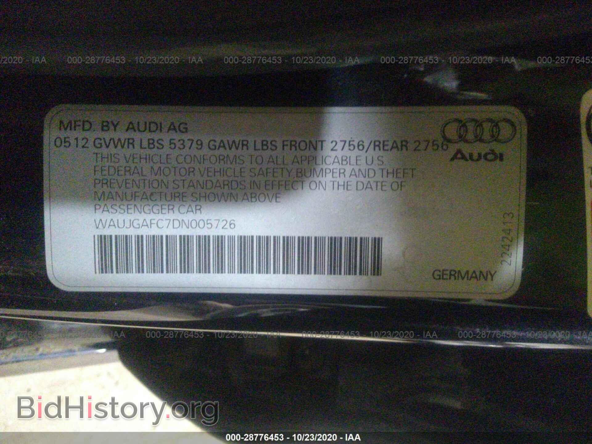 2013 AUDI A6 - VIN: WAUJGAFC7DN005726 - Фото 9