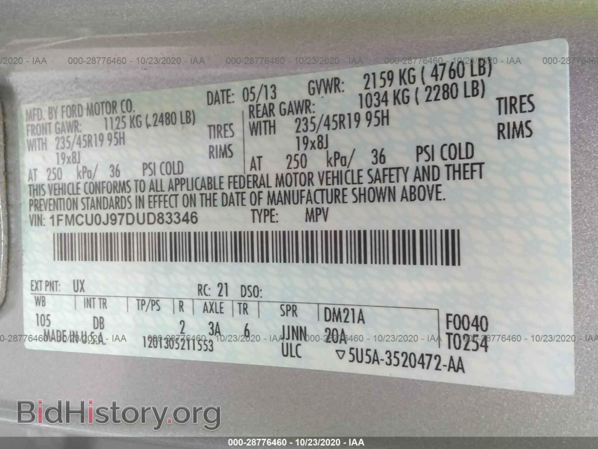 2013 FORD ESCAPE - VIN: 1FMCU0J97DUD83346 - Photo 9