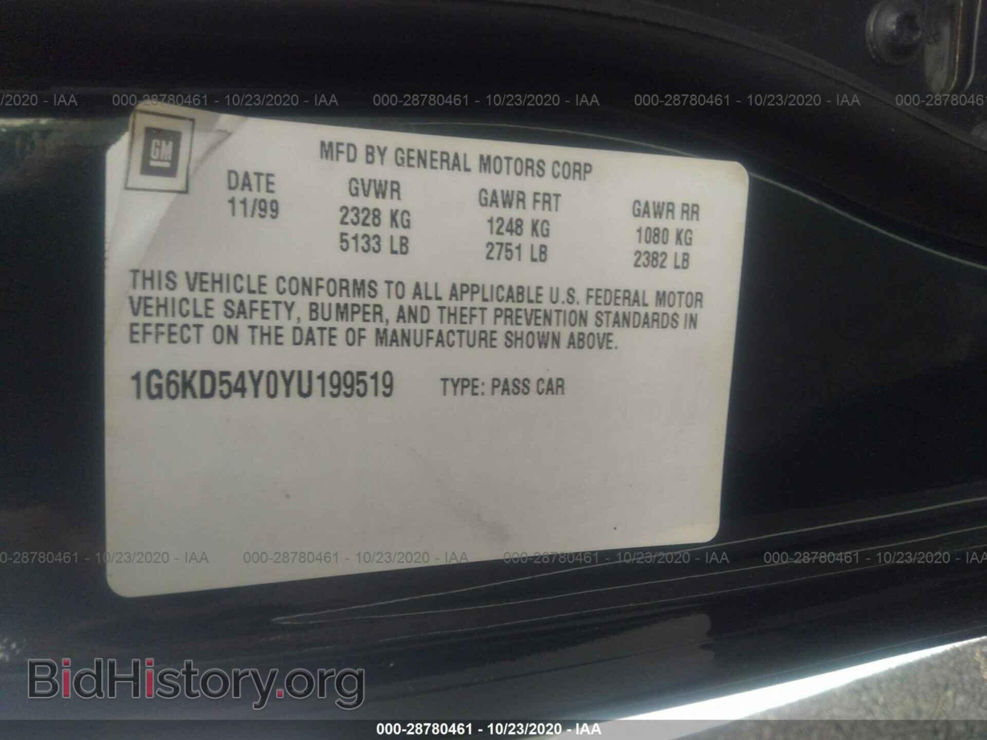 2000 CADILLAC DEVILLE - VIN: 1G6KD54Y0YU199519 - Фото 9