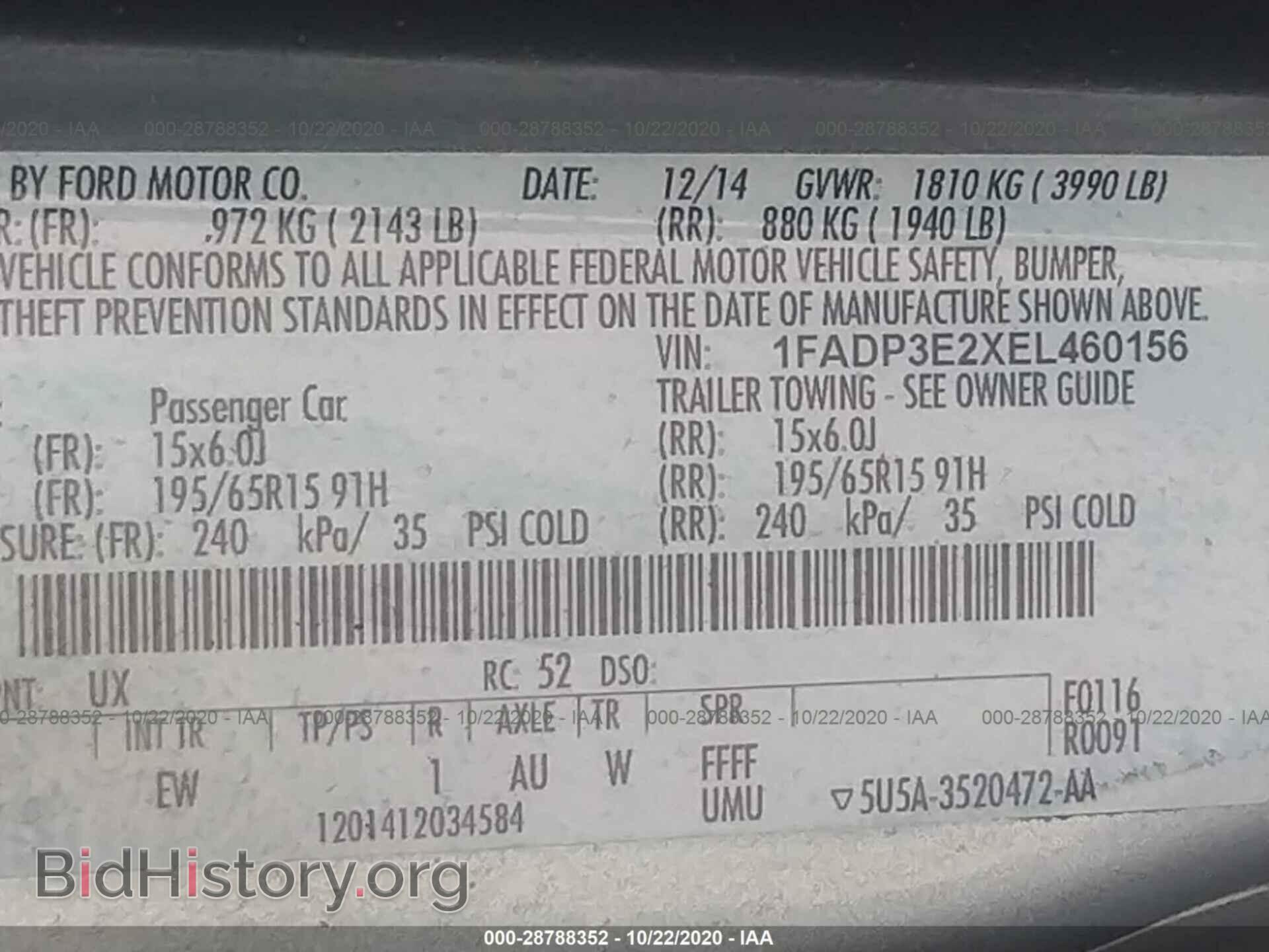 2014 FORD FOCUS - VIN: 1FADP3E2XEL460156 - Photo 9