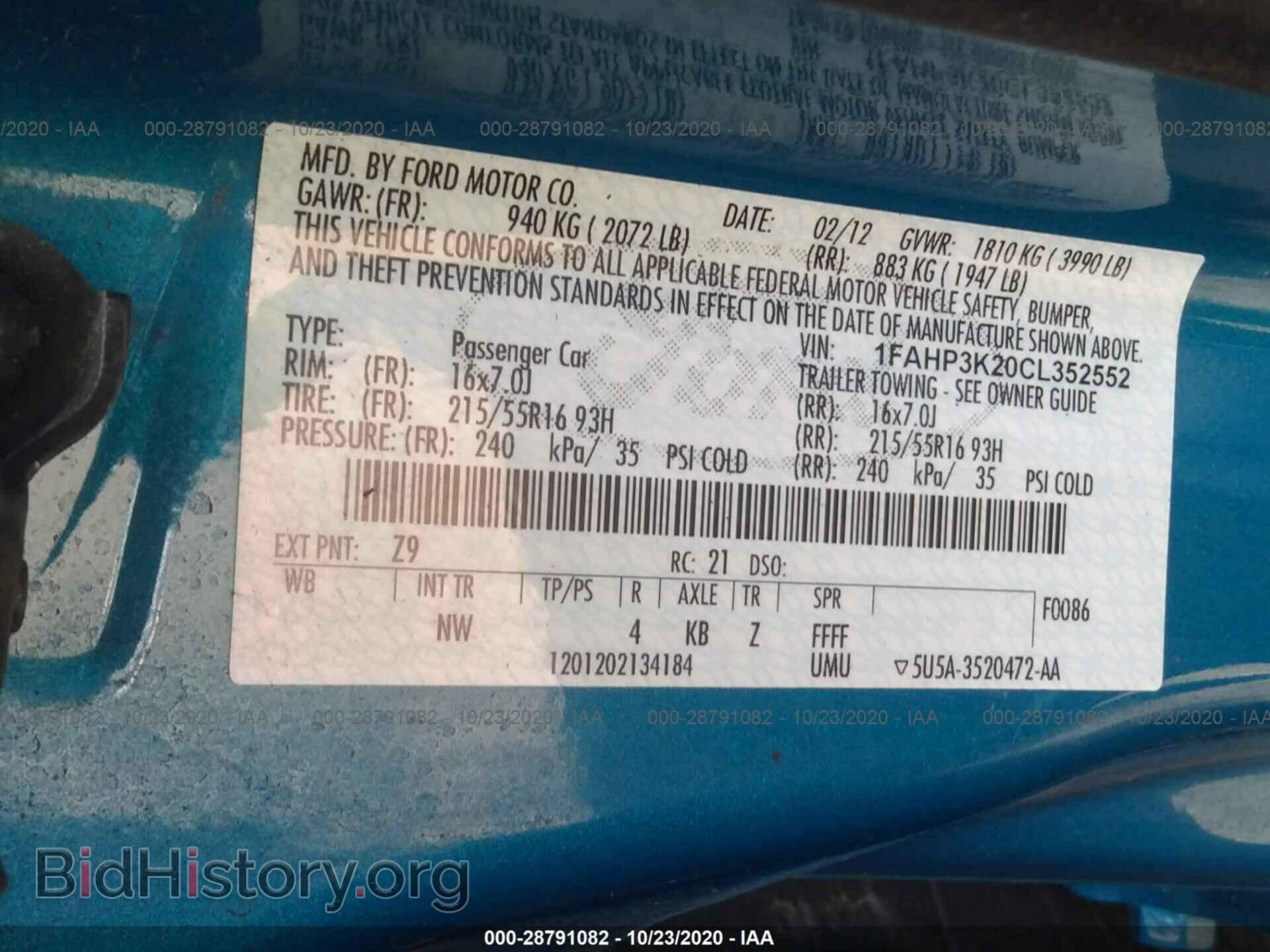 2012 FORD FOCUS - VIN: 1FAHP3K20CL352552 - Photo 9