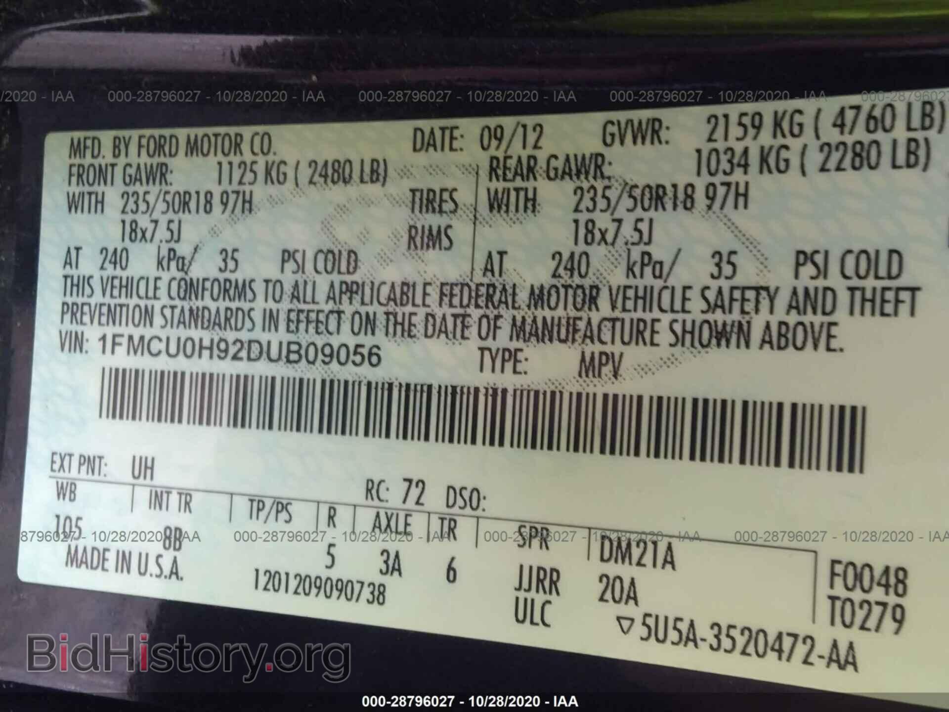 2013 FORD ESCAPE - VIN: 1FMCU0H92DUB09056 - Photo 9