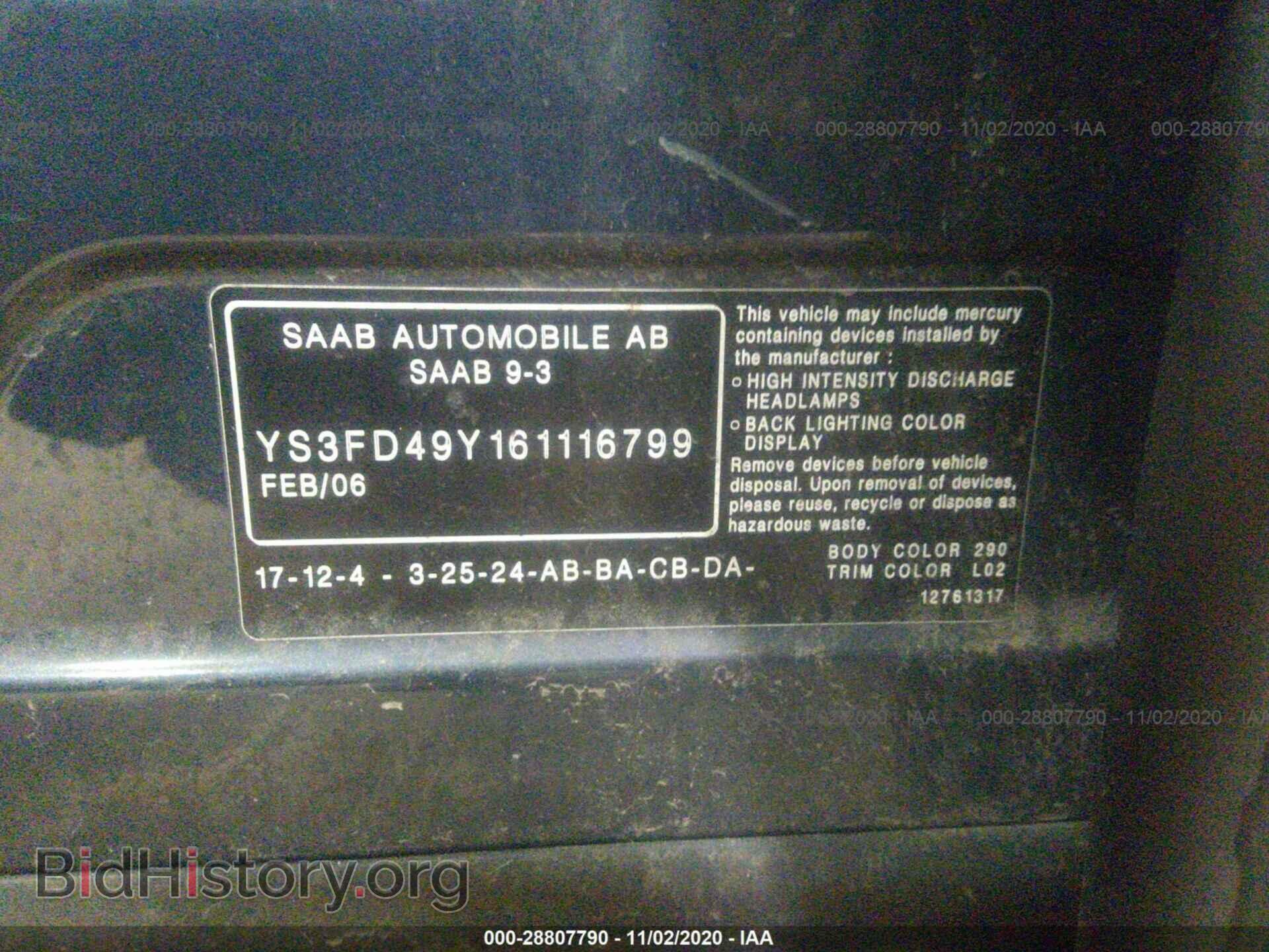 2006 SAAB 9-3 - VIN: YS3FD49Y161116799 - Фото 9