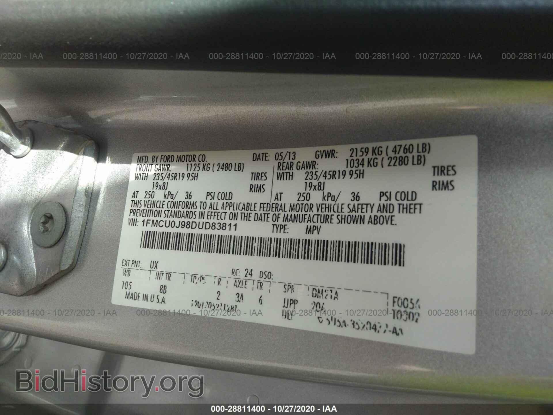 2013 FORD ESCAPE - VIN: 1FMCU0J98DUD83811 - Photo 9