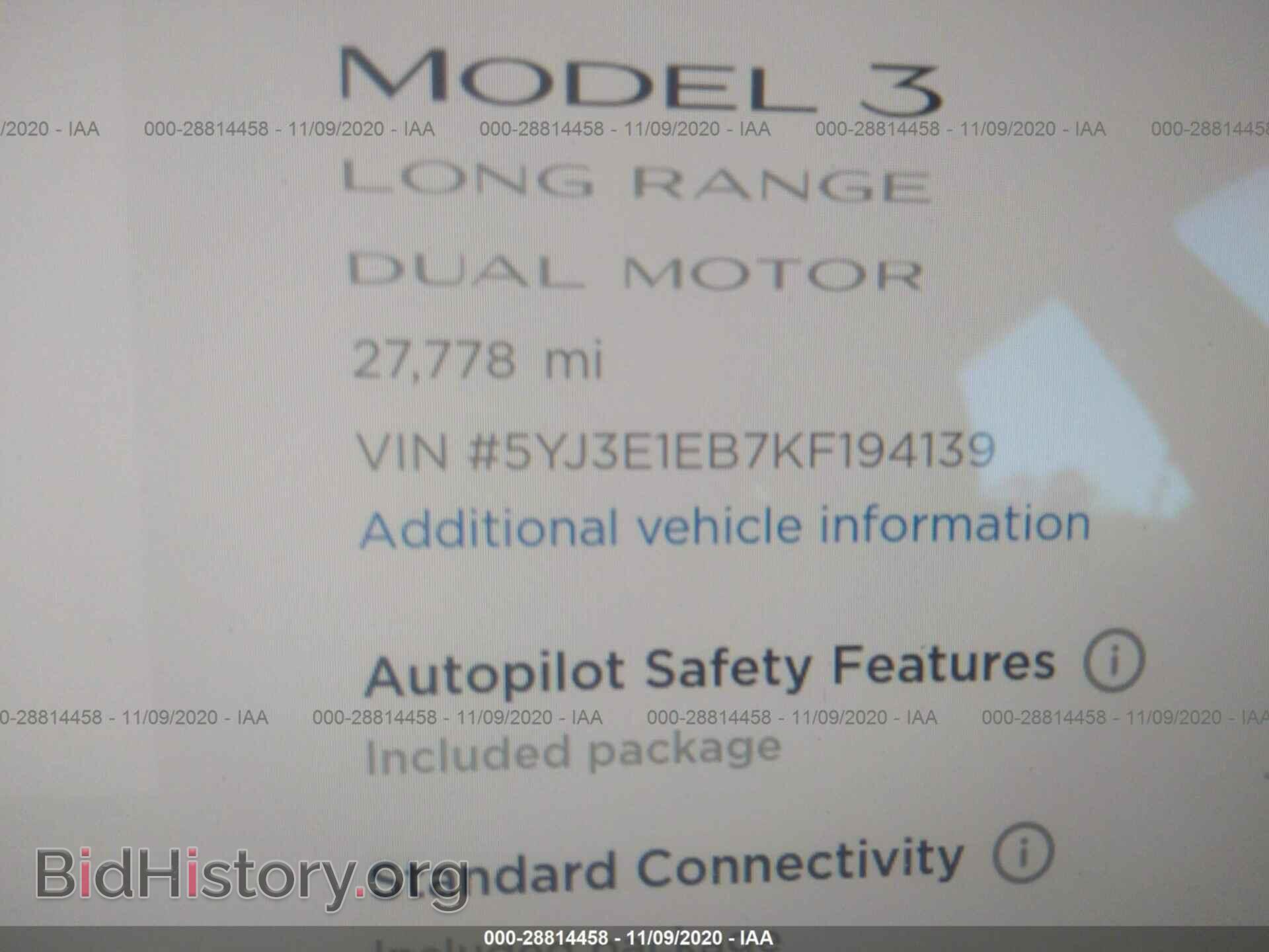 2019 TESLA MODEL 3 - VIN: 5YJ3E1EB7KF194139 - Фото 7