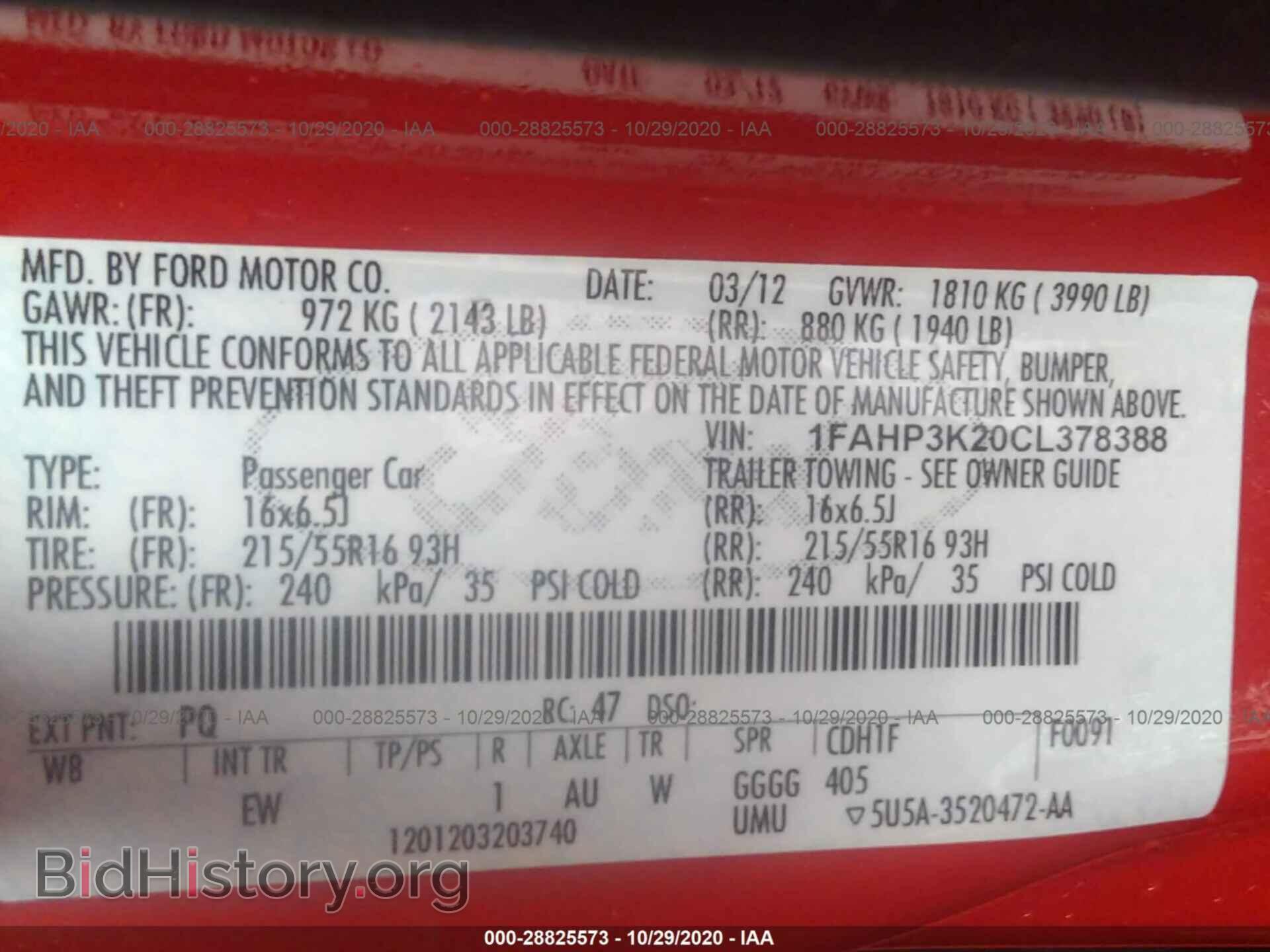 2012 FORD FOCUS - VIN: 1FAHP3K20CL378388 - Фото 9