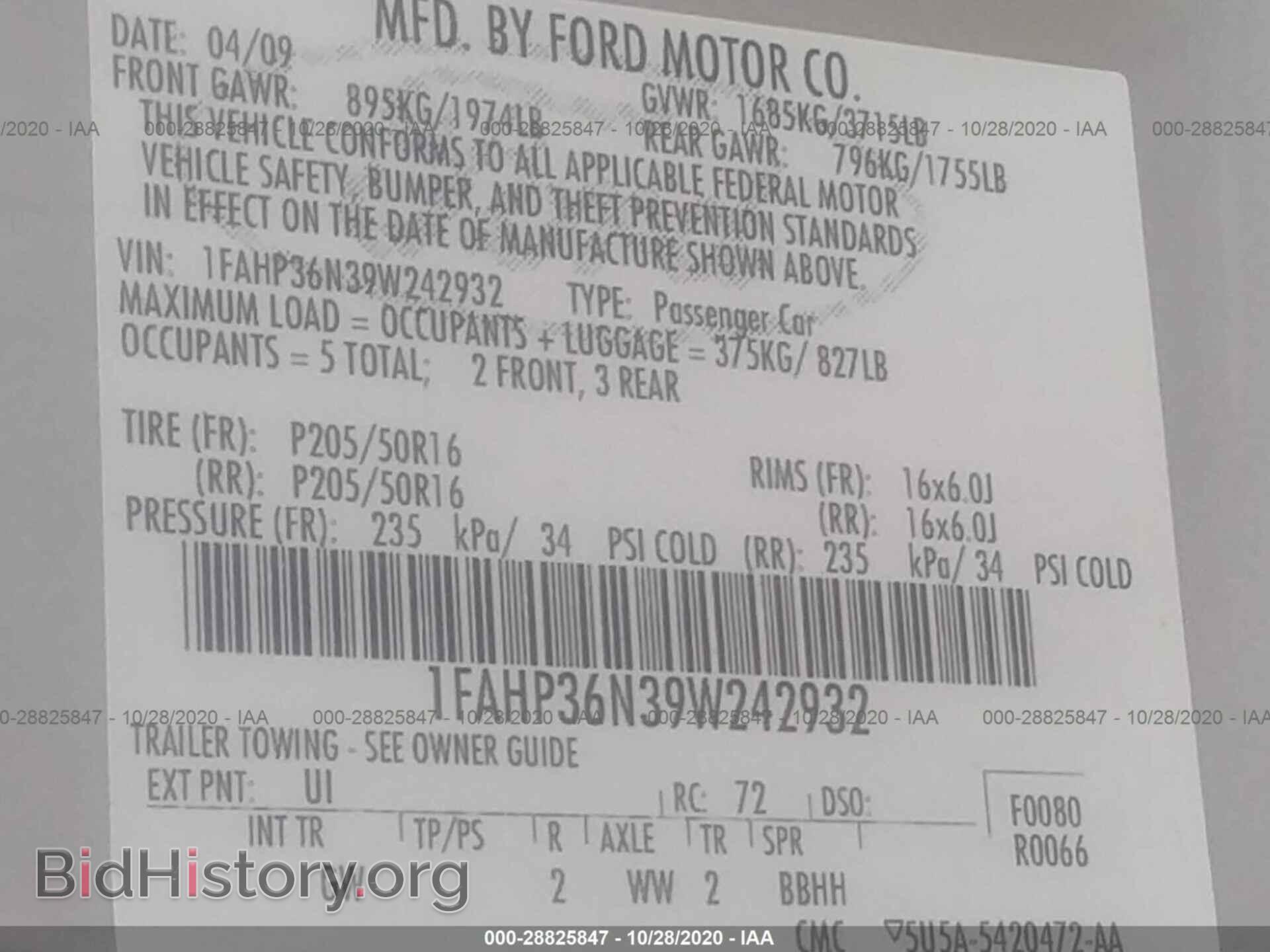 2009 FORD FOCUS - VIN: 1FAHP36N39W242932 - Photo 9