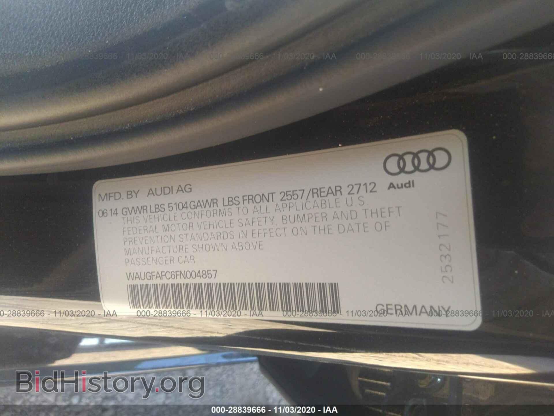 2015 AUDI A6 - VIN: WAUGFAFC6FN004857 - Фото 9