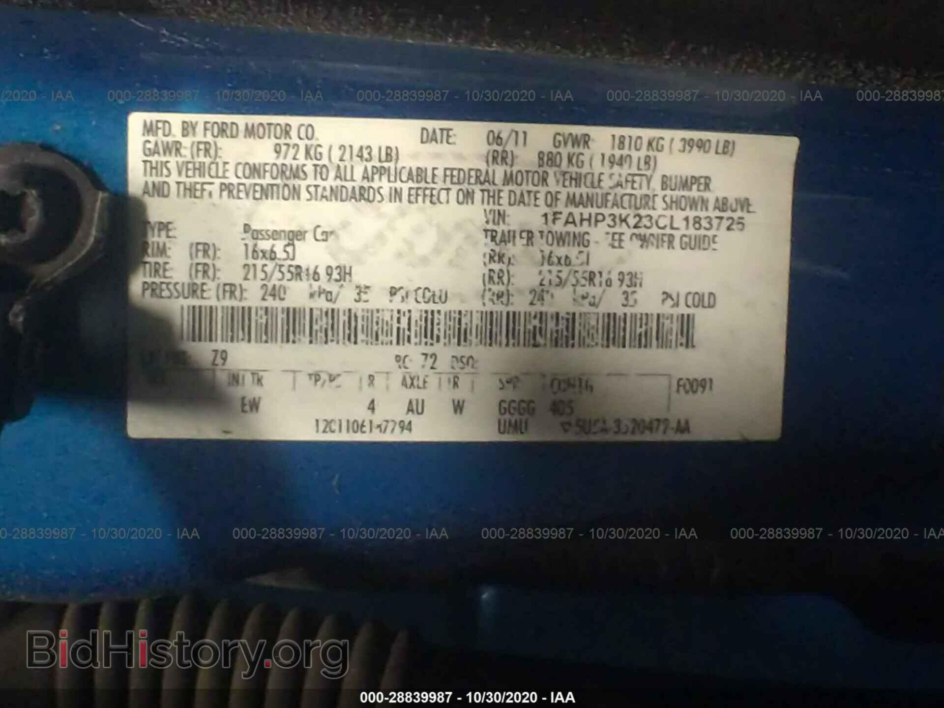 2012 FORD FOCUS - VIN: 1FAHP3K23CL183725 - Фото 9