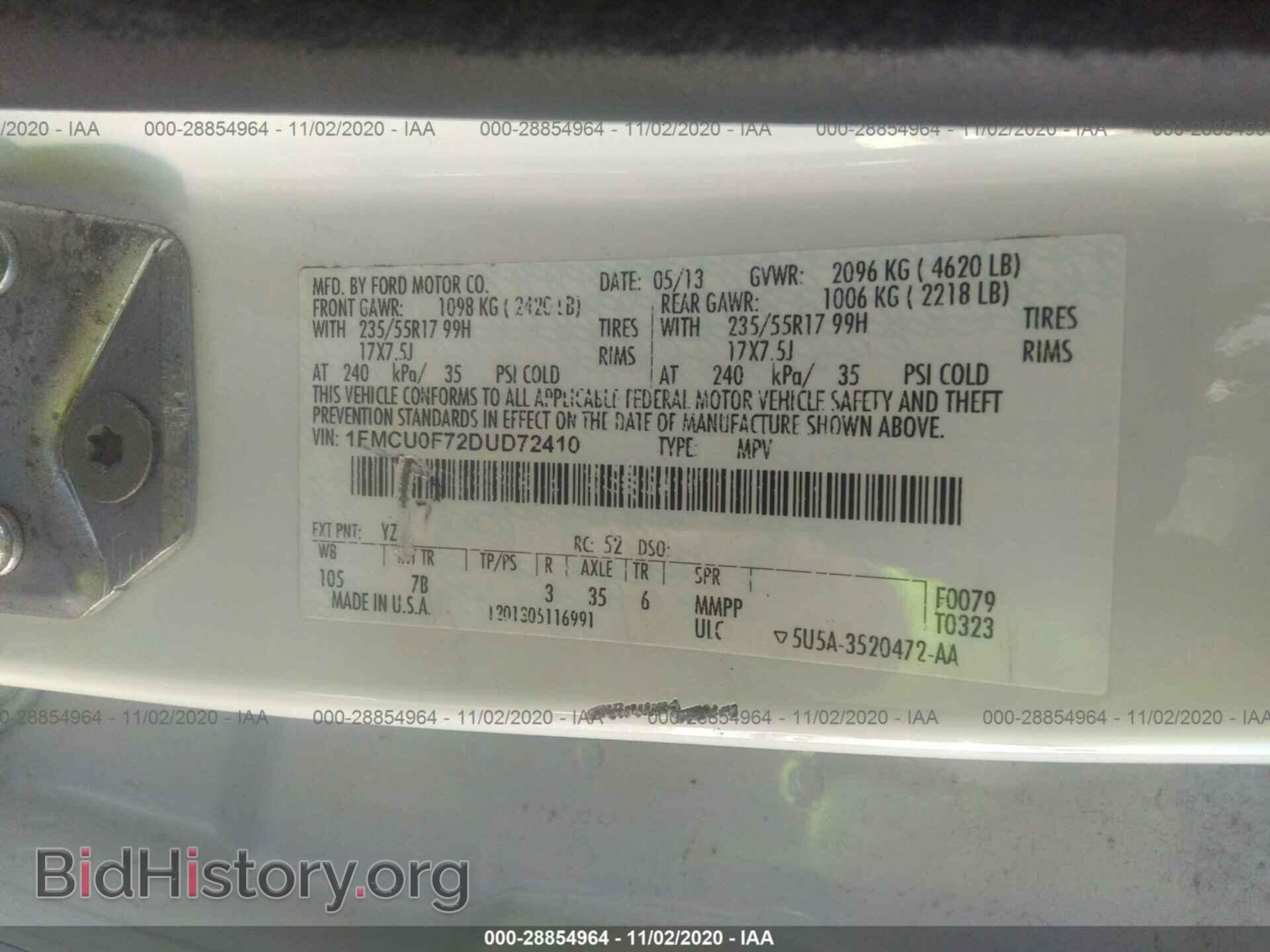 2013 FORD ESCAPE - VIN: 1FMCU0F72DUD72410 - Photo 9