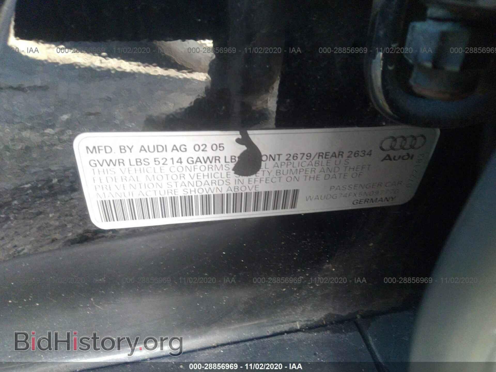 2005 AUDI A6 - VIN: WAUDG74FX5N097770 - Фото 9