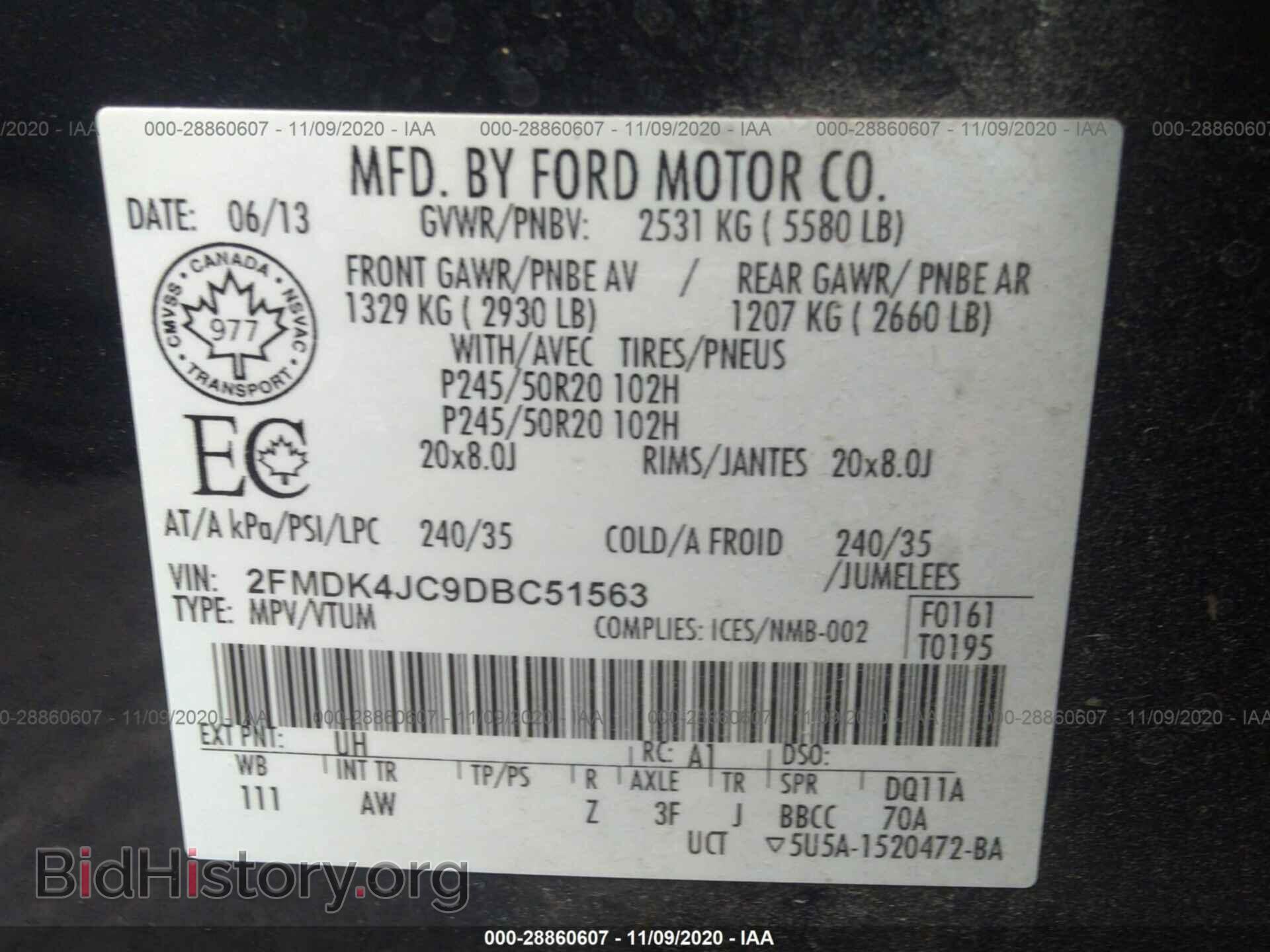 2013 FORD EDGE - VIN: 2FMDK4JC9DBC51563 - Фото 9