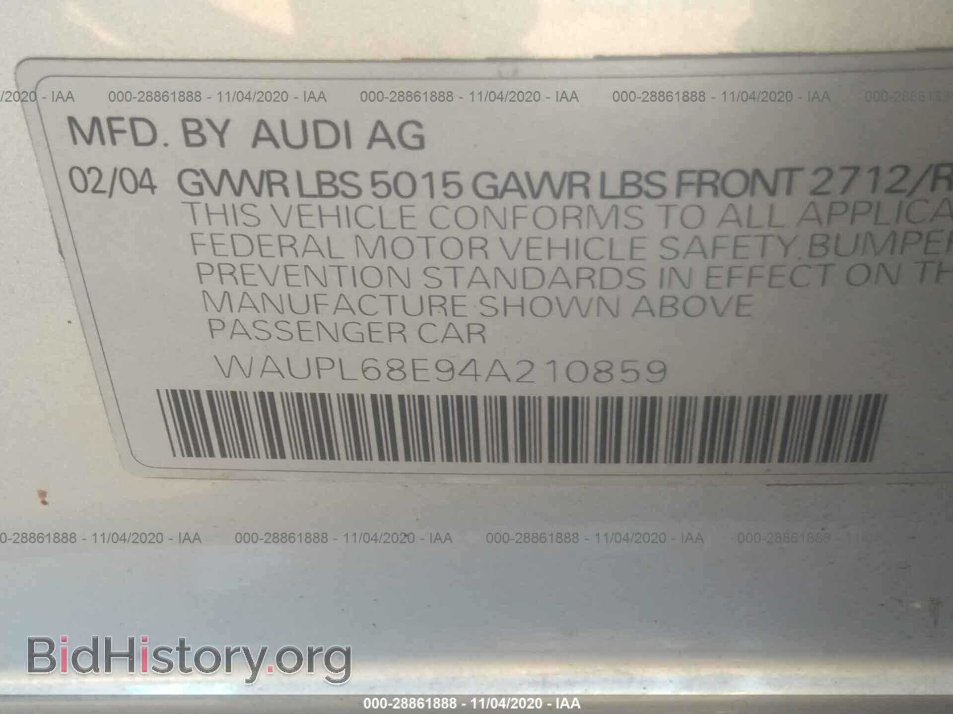 2004 AUDI S4 - VIN: WAUPL68E94A210859 - Photo 9