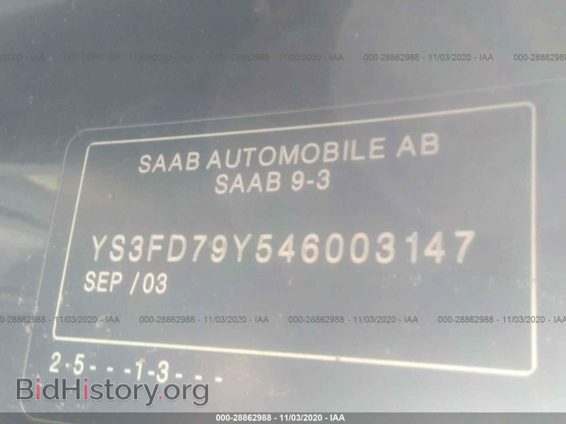2004 SAAB 9-3 - VIN: YS3FD79Y546003147 - Фото 9