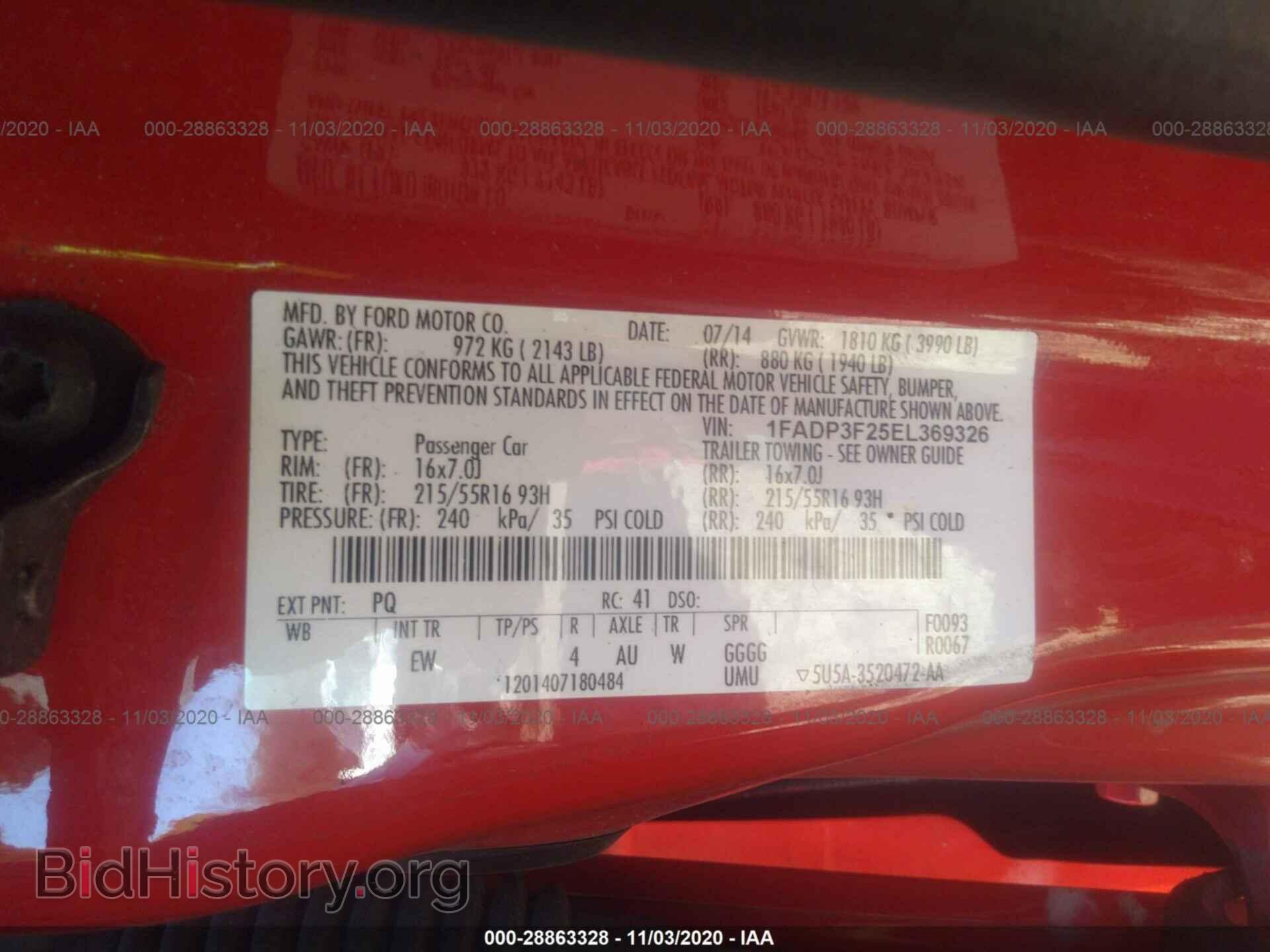 2014 FORD FOCUS - VIN: 1FADP3F25EL369326 - Фото 9