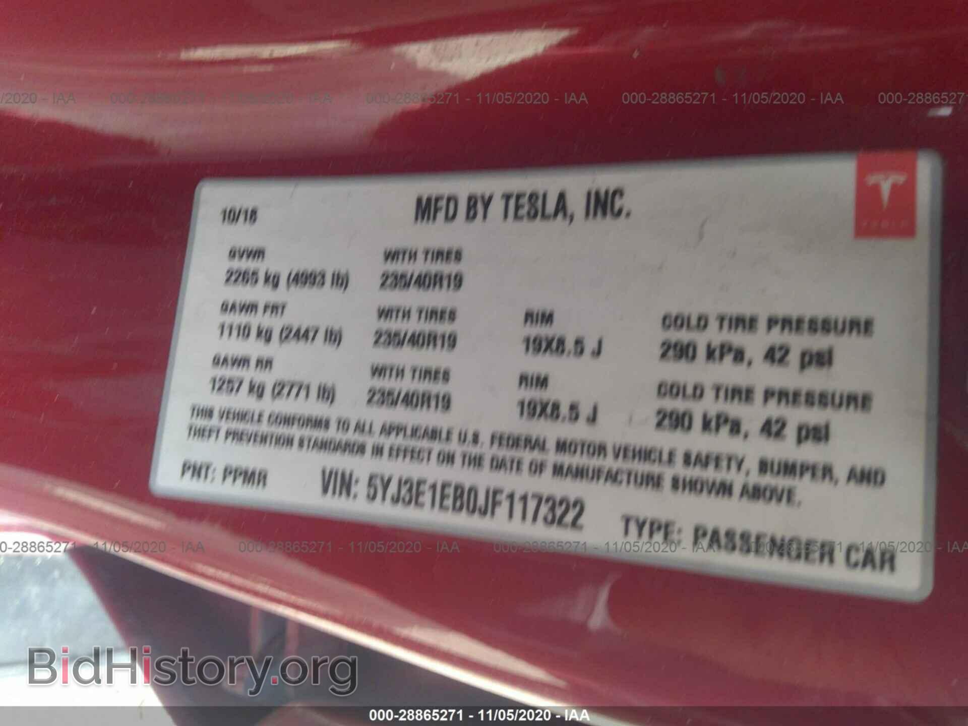 2018 TESLA MODEL 3 - VIN: 5YJ3E1EB0JF117322 - Фото 9