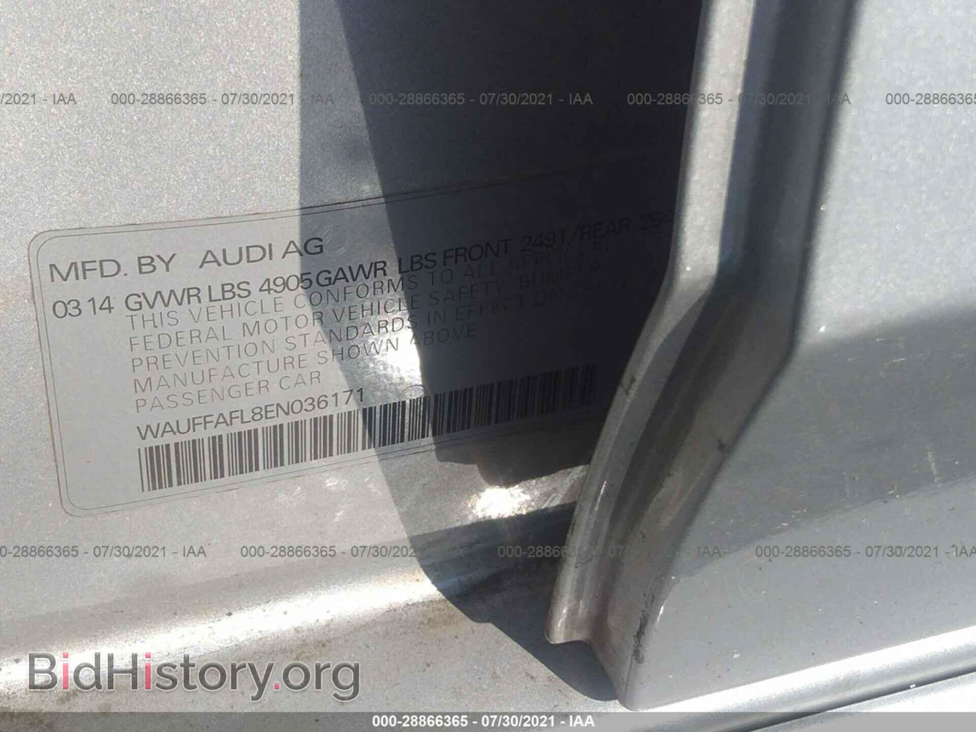 2014 AUDI A4 - VIN: WAUFFAFL8EN036171 - Фото 9