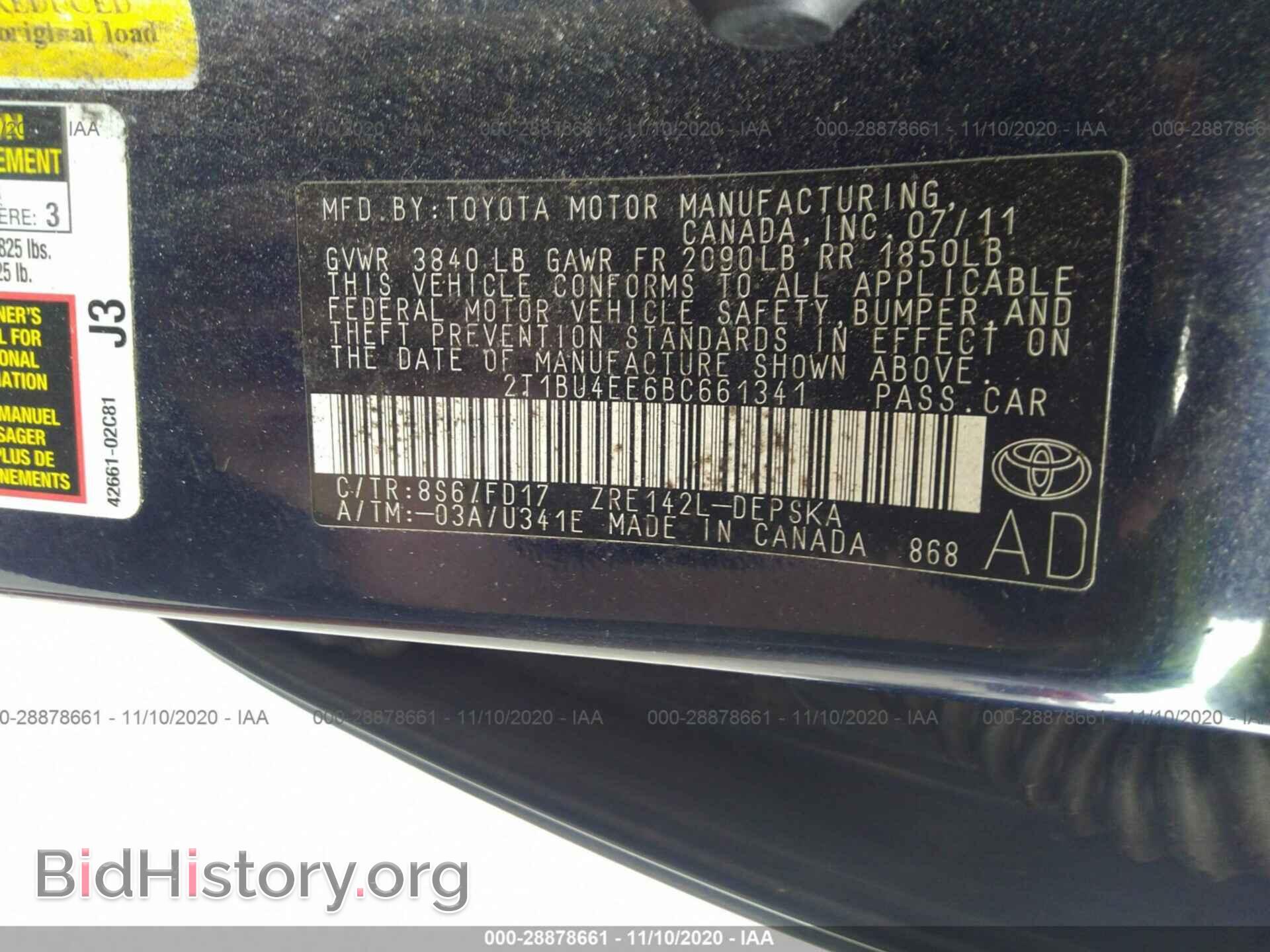 2011 TOYOTA COROLLA - VIN: 2T1BU4EE6BC661341 - Фото 9