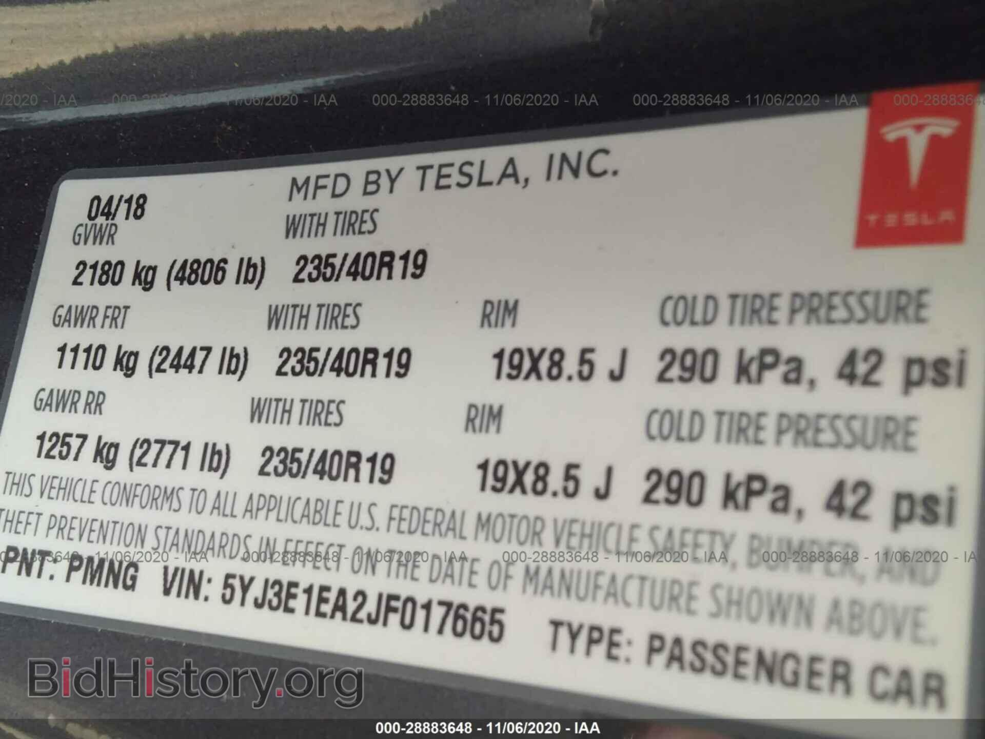 2018 TESLA MODEL 3 - VIN: 5YJ3E1EA2JF017665 - Photo 9