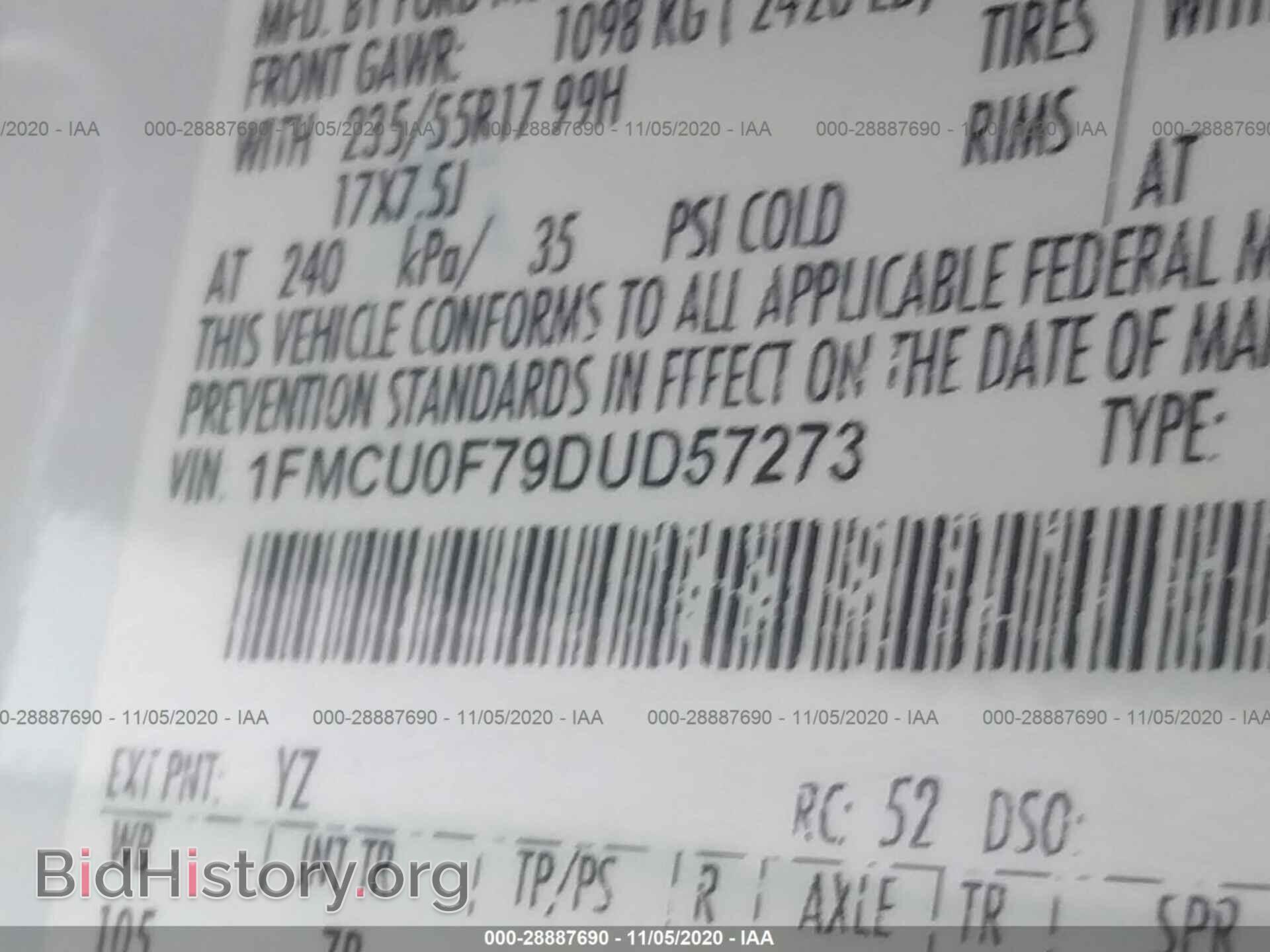 2013 FORD ESCAPE - VIN: 1FMCU0F79DUD57273 - Photo 9