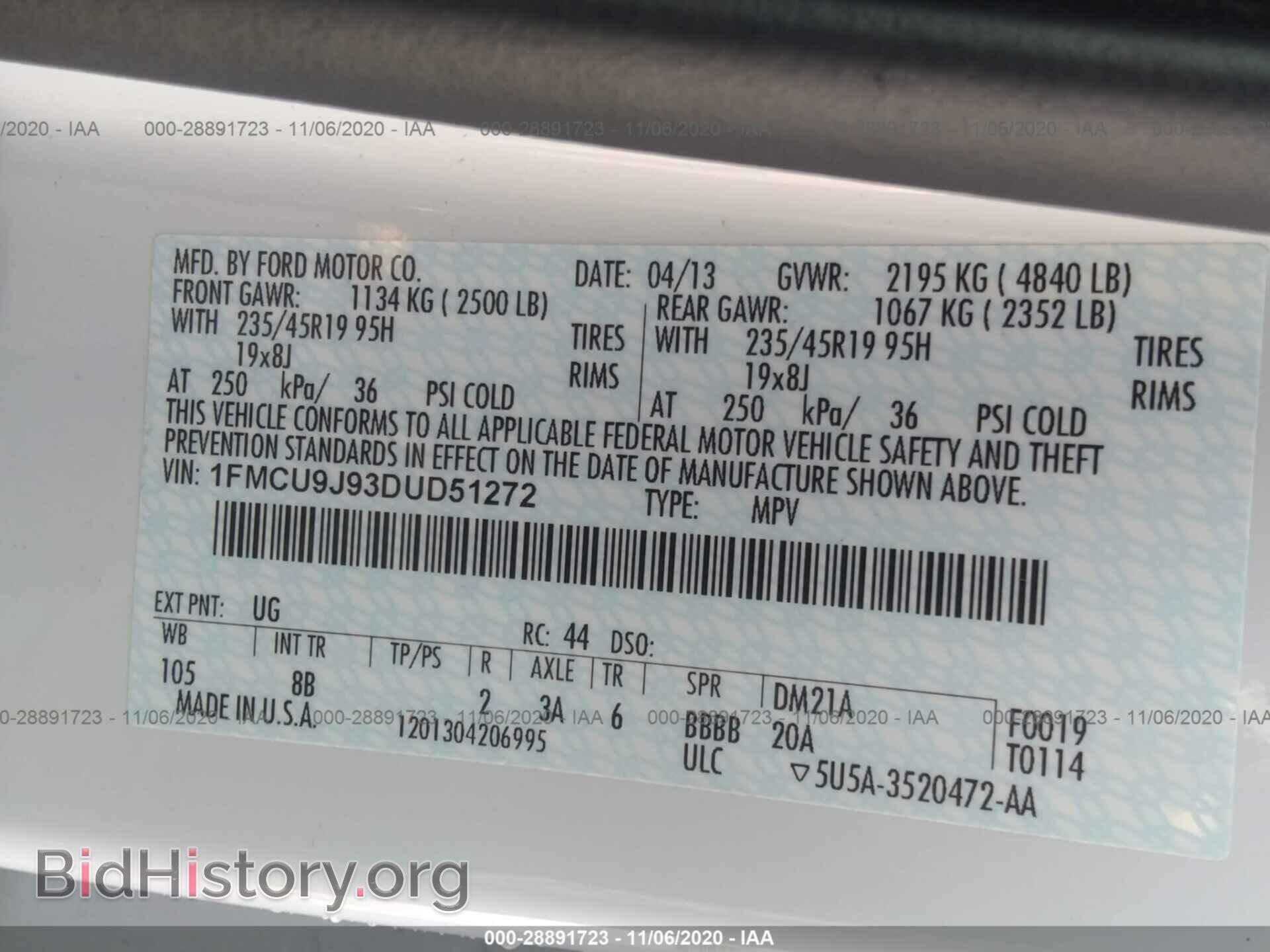 2013 FORD ESCAPE - VIN: 1FMCU9J93DUD51272 - Photo 9